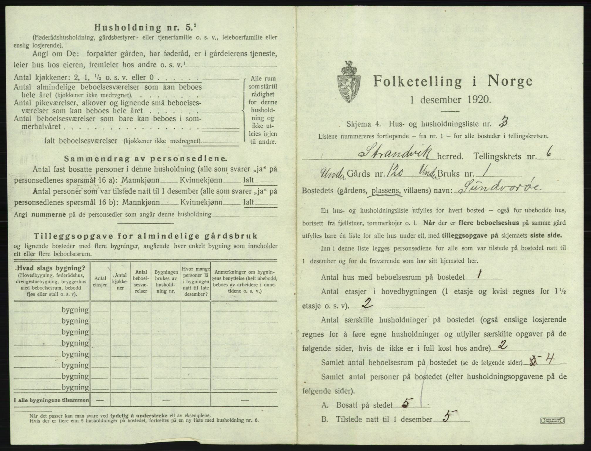 SAB, Folketelling 1920 for 1240 Strandvik herred, 1920, s. 665