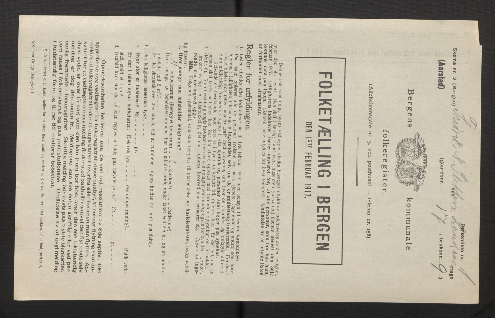 SAB, Kommunal folketelling 1917 for Bergen kjøpstad, 1917, s. 53313