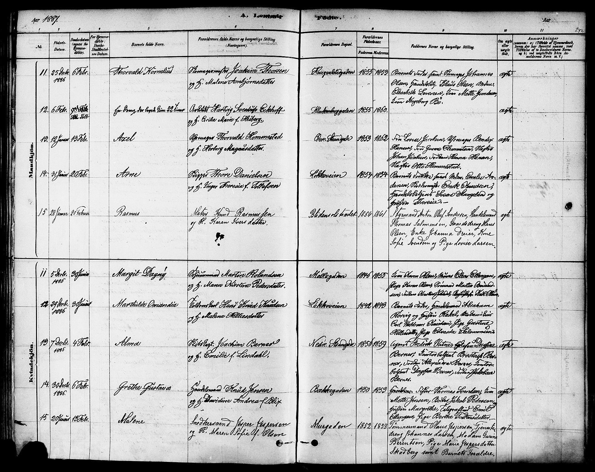 Domkirken sokneprestkontor, AV/SAST-A-101812/001/30/30BA/L0026: Ministerialbok nr. A 25, 1878-1889, s. 242