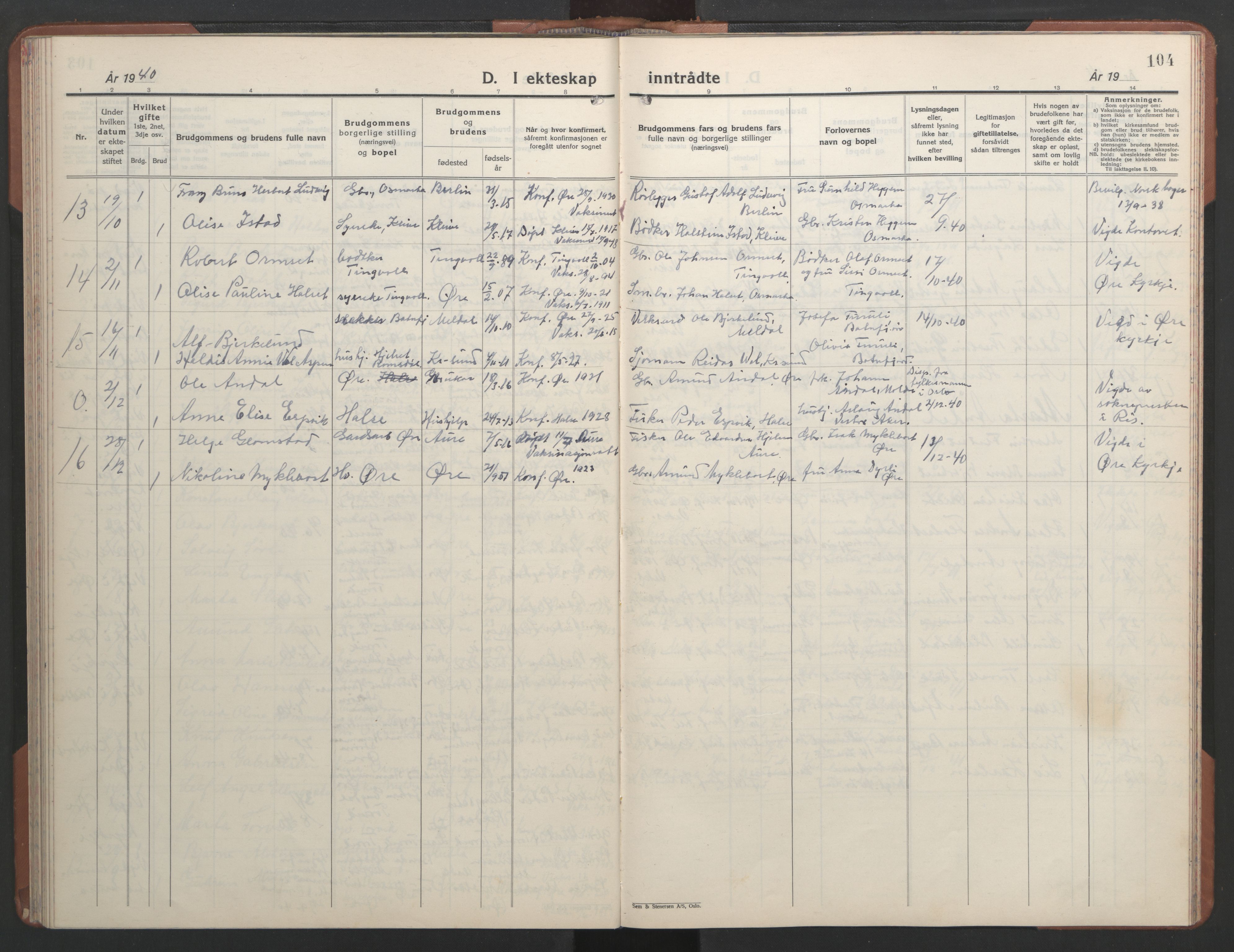 Ministerialprotokoller, klokkerbøker og fødselsregistre - Møre og Romsdal, AV/SAT-A-1454/584/L0971: Klokkerbok nr. 584C04, 1933-1946, s. 104