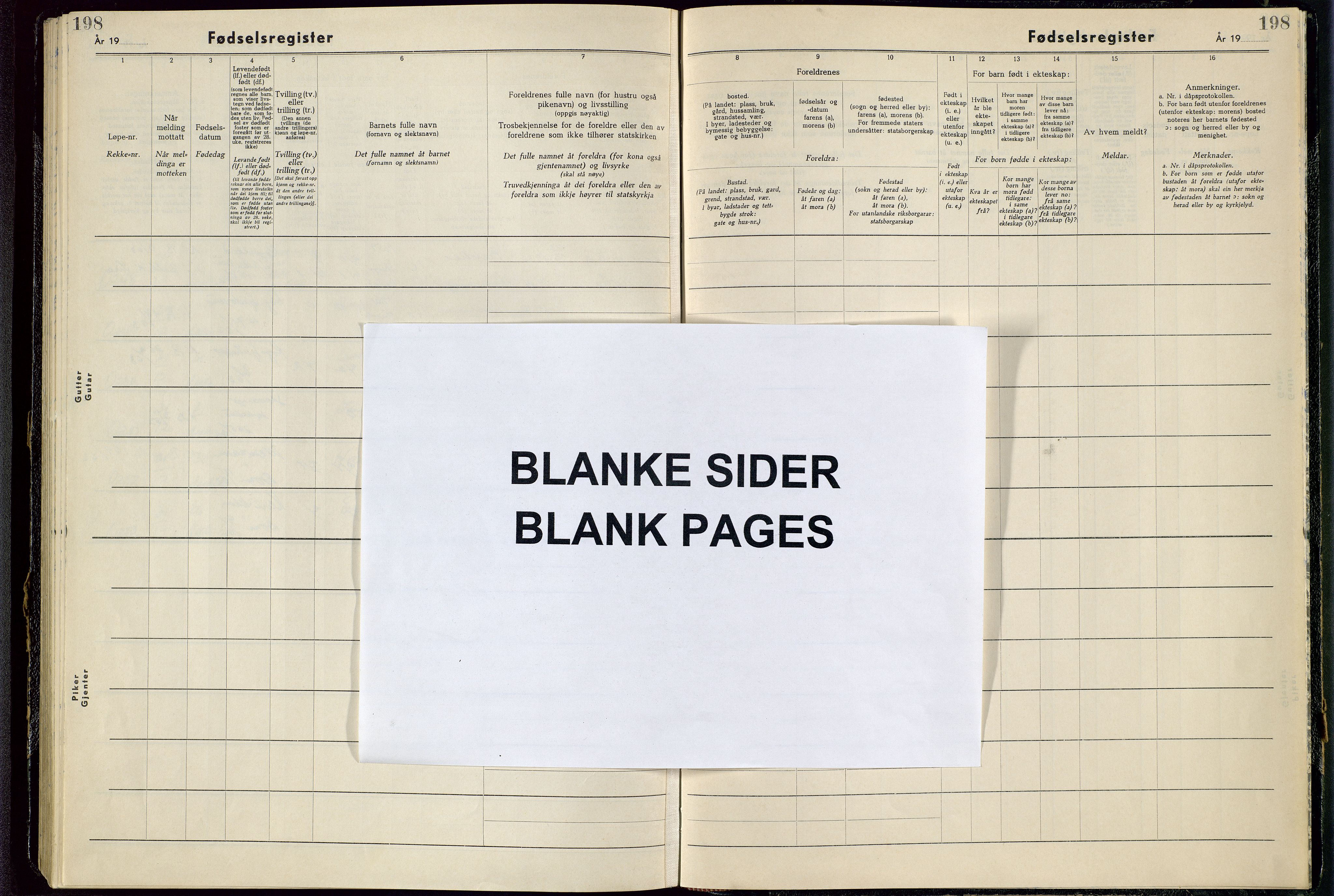 Hetland sokneprestkontor, SAST/A-101826/70/704BA/L0008: Fødselsregister nr. 8, 1957-1962, s. 198