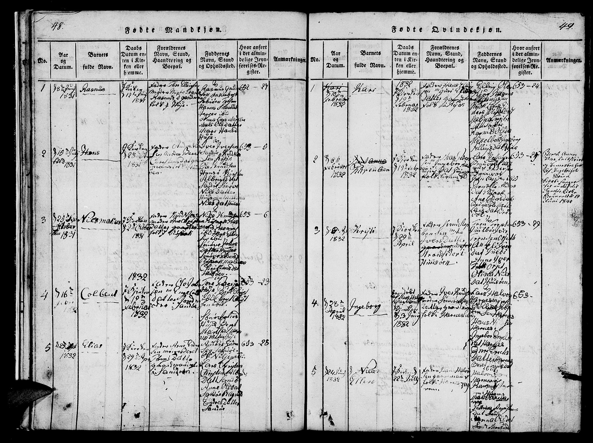 Ministerialprotokoller, klokkerbøker og fødselsregistre - Møre og Romsdal, AV/SAT-A-1454/561/L0731: Klokkerbok nr. 561C01, 1817-1867, s. 48-49