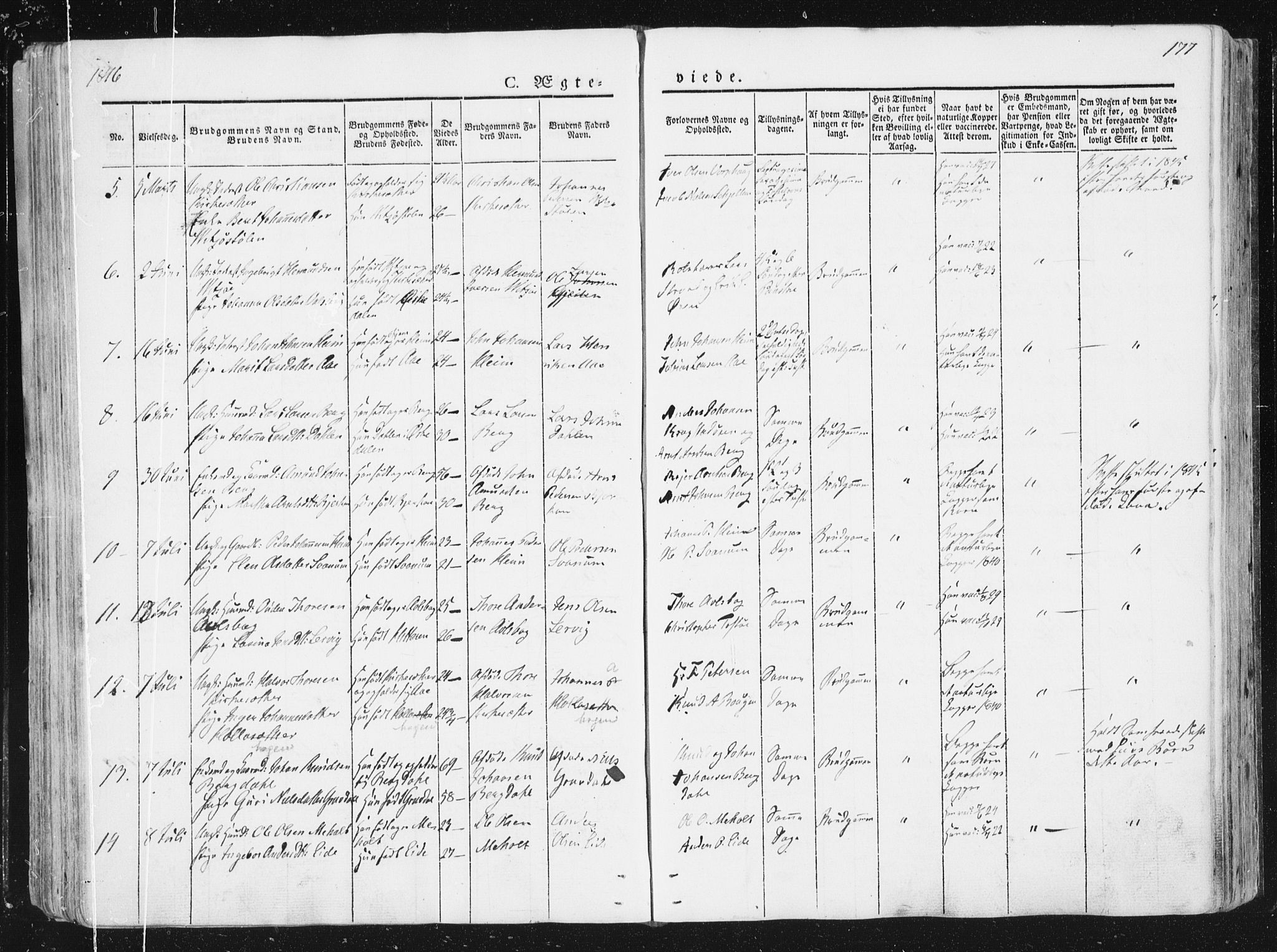 Ministerialprotokoller, klokkerbøker og fødselsregistre - Sør-Trøndelag, SAT/A-1456/630/L0493: Ministerialbok nr. 630A06, 1841-1851, s. 177