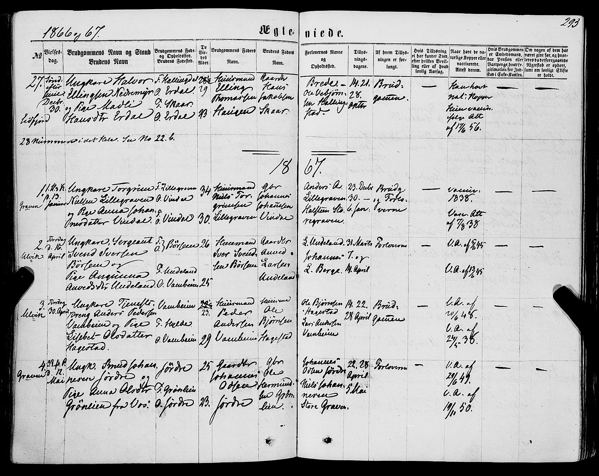 Ulvik sokneprestembete, AV/SAB-A-78801/H/Haa: Ministerialbok nr. A 15, 1864-1878, s. 293