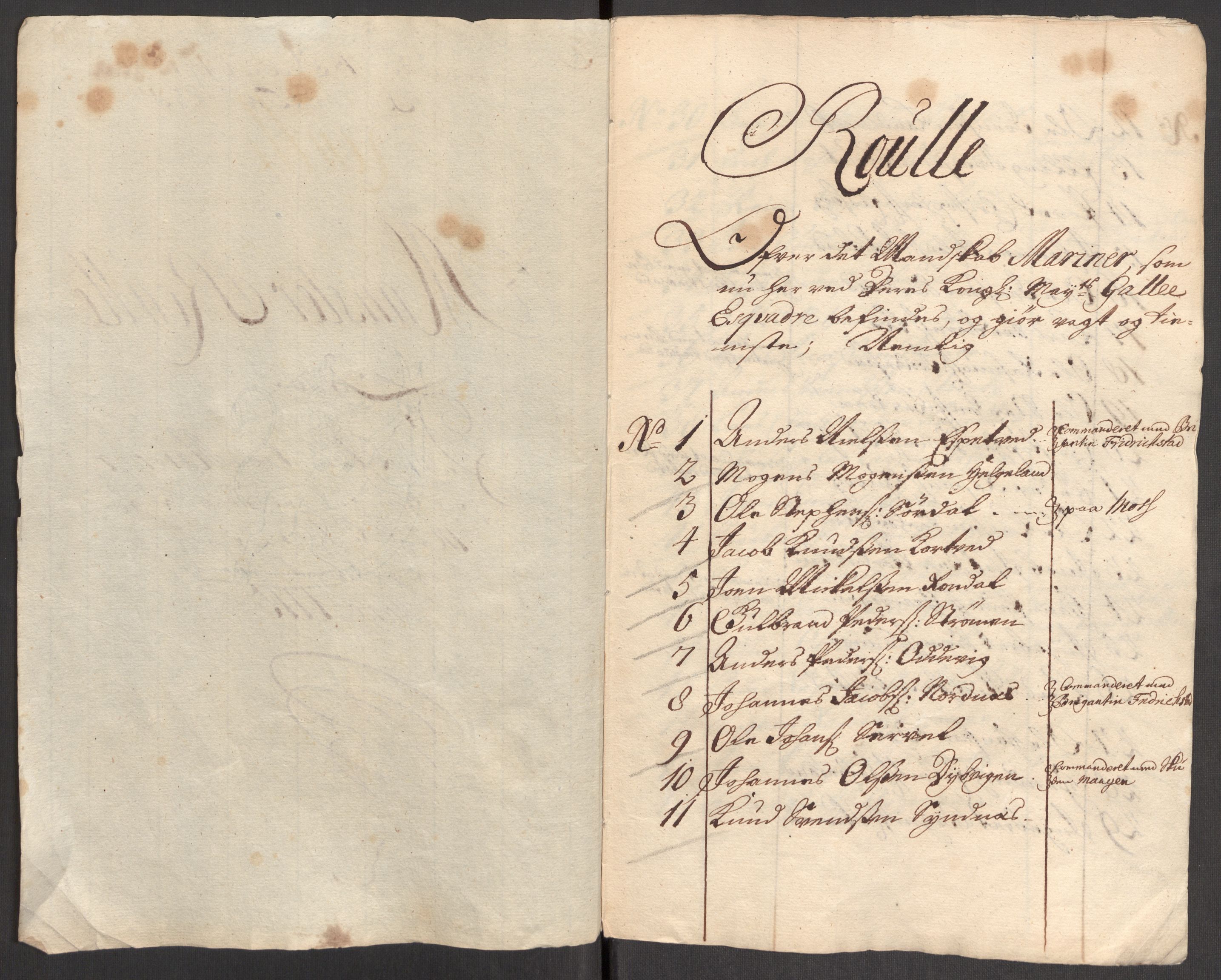 Kommanderende general (KG I) med Det norske krigsdirektorium, AV/RA-EA-5419/E/Eb/L0001: Ruller over noen kompanier som tjenestegjorde på flåten, 1712-1721, s. 612