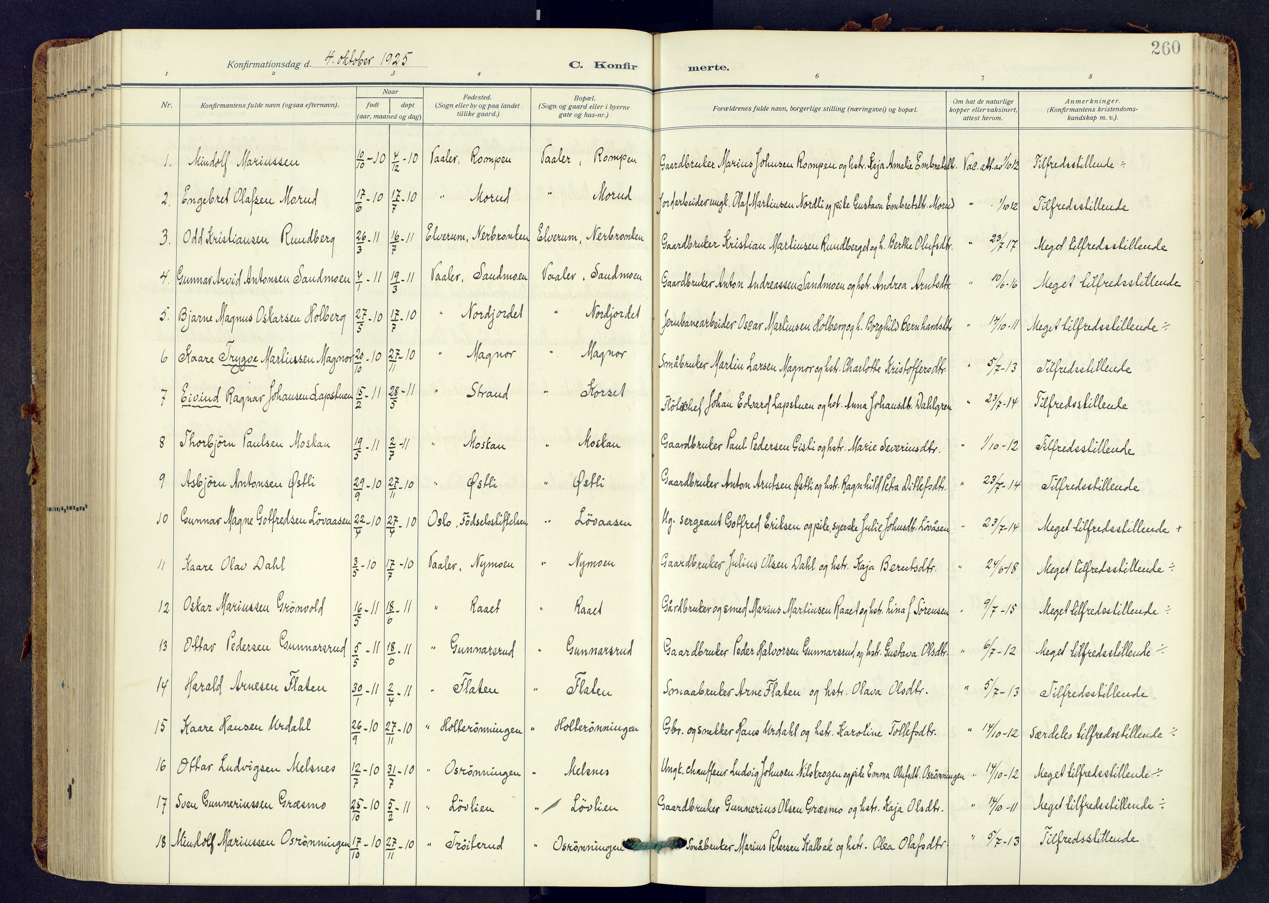 Våler prestekontor, Hedmark, SAH/PREST-040/H/Ha/Haa/L0009: Ministerialbok nr. 9, 1912-1940, s. 260