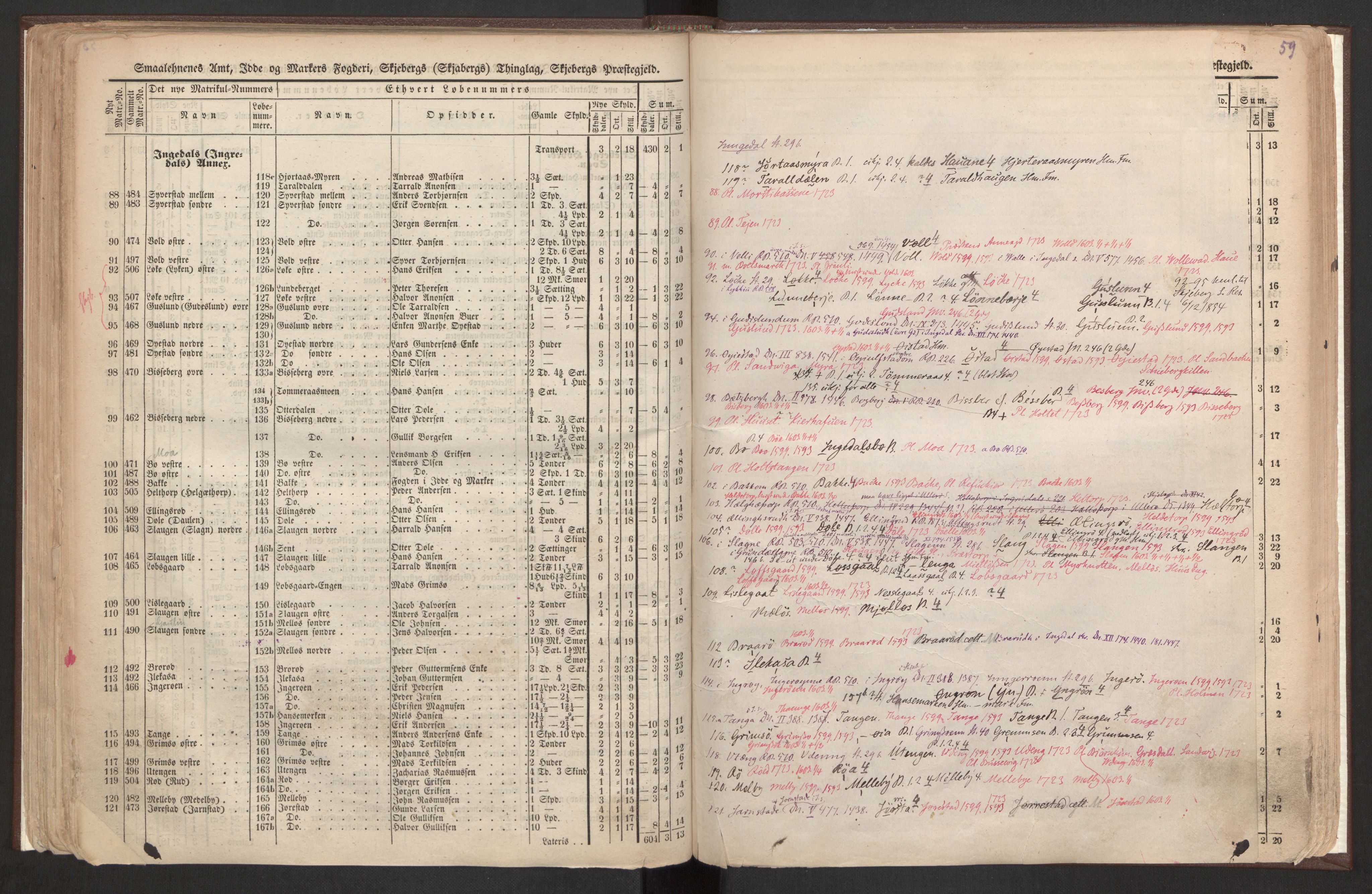 Rygh, AV/RA-PA-0034/F/Fb/L0001: Matrikkelen for 1838 - Smaalenes amt (Østfold fylke), 1838, s. 59a