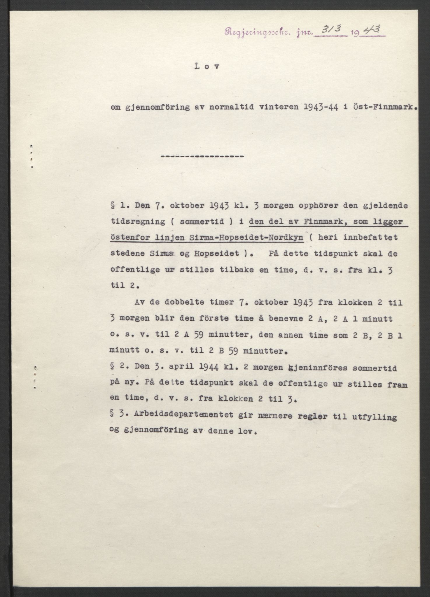 NS-administrasjonen 1940-1945 (Statsrådsekretariatet, de kommisariske statsråder mm), RA/S-4279/D/Db/L0099: Lover, 1943, s. 597