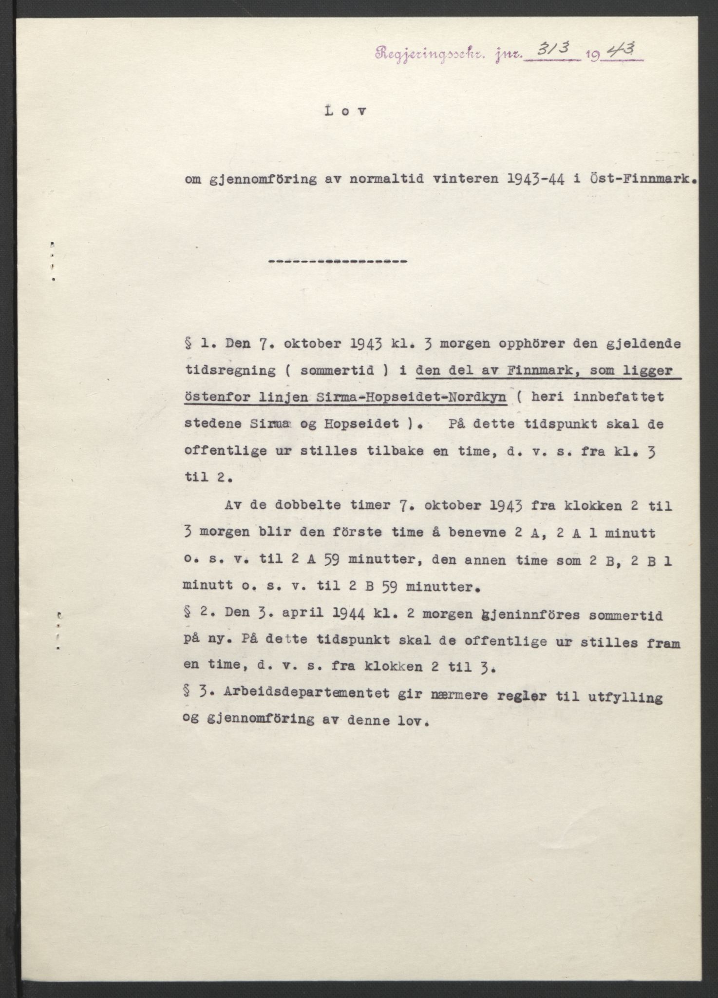 NS-administrasjonen 1940-1945 (Statsrådsekretariatet, de kommisariske statsråder mm), AV/RA-S-4279/D/Db/L0099: Lover, 1943, s. 597