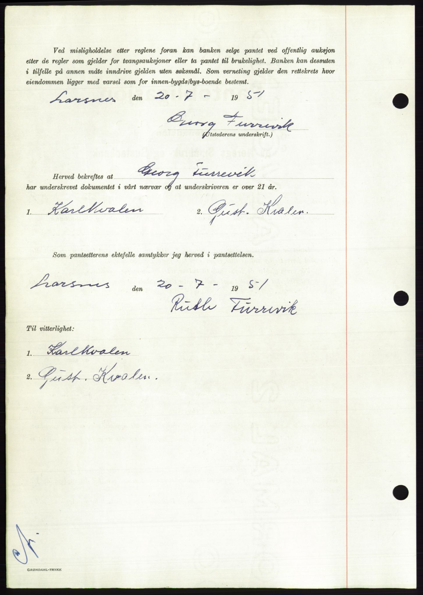 Søre Sunnmøre sorenskriveri, AV/SAT-A-4122/1/2/2C/L0120: Pantebok nr. 8B, 1951-1951, Dagboknr: 1410/1951