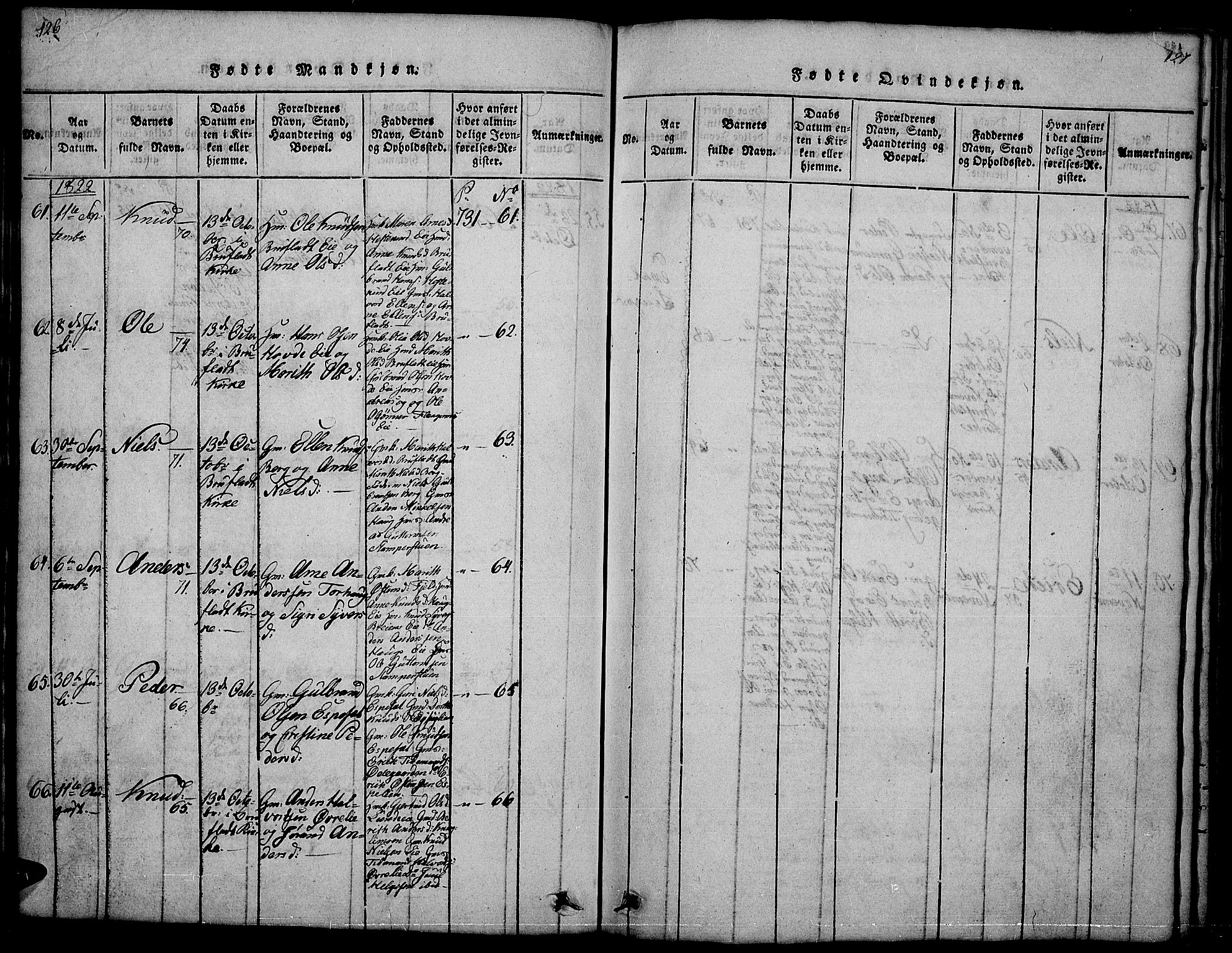Sør-Aurdal prestekontor, SAH/PREST-128/H/Ha/Hab/L0001: Klokkerbok nr. 1, 1815-1826, s. 126-127