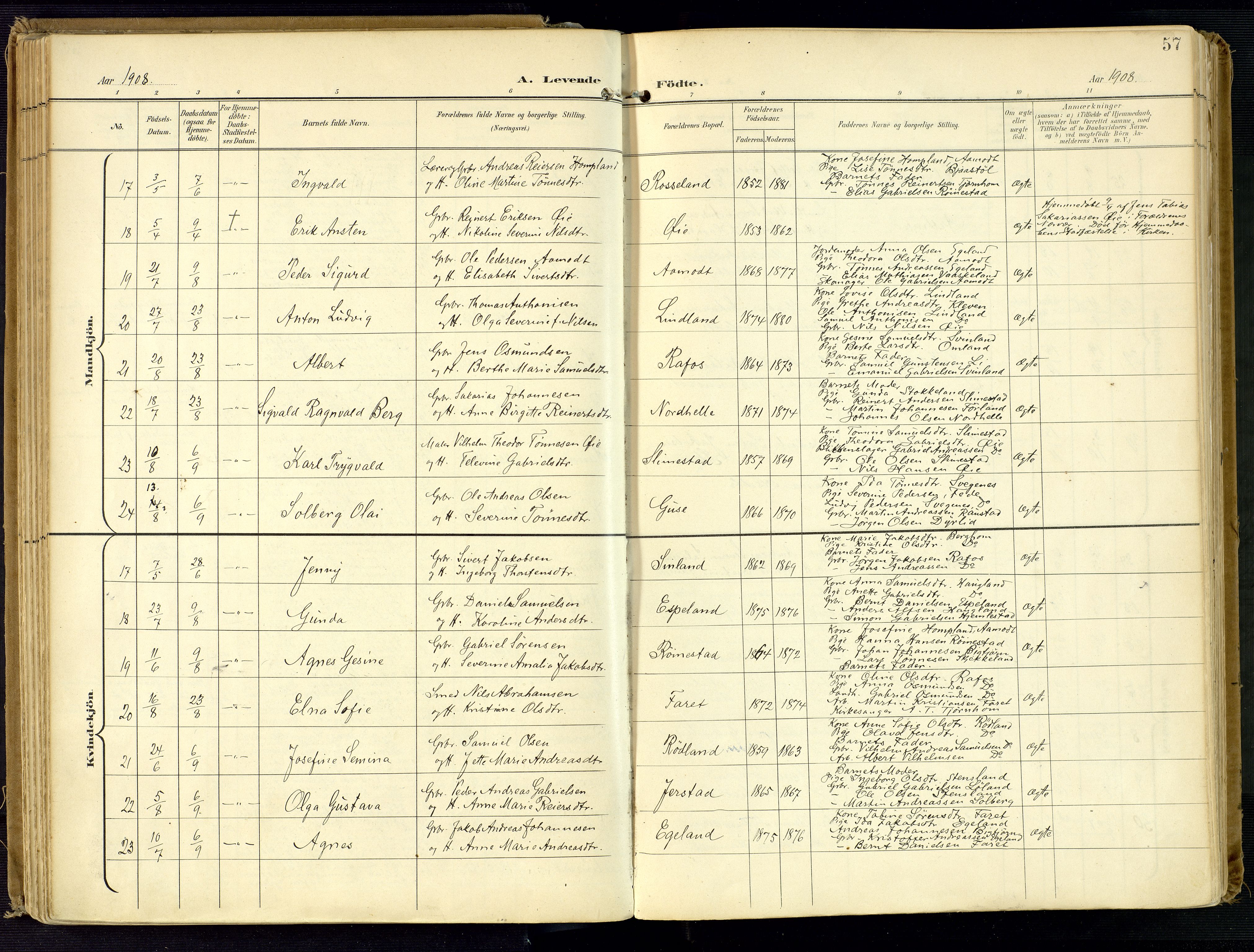 Kvinesdal sokneprestkontor, AV/SAK-1111-0026/F/Fa/Fab/L0009: Ministerialbok nr. A 9, 1898-1915, s. 57