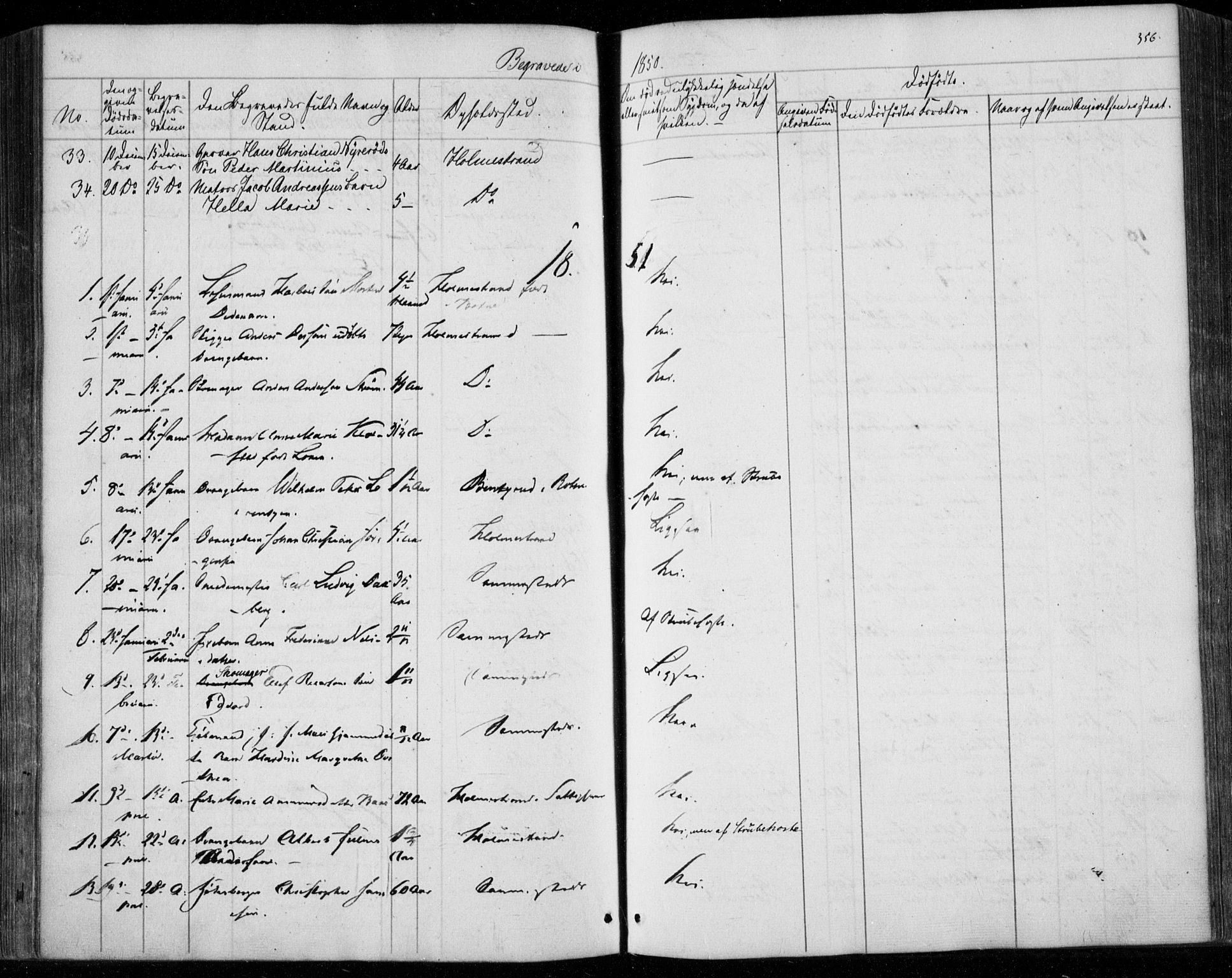 Holmestrand kirkebøker, AV/SAKO-A-346/F/Fa/L0002: Ministerialbok nr. 2, 1840-1866, s. 356