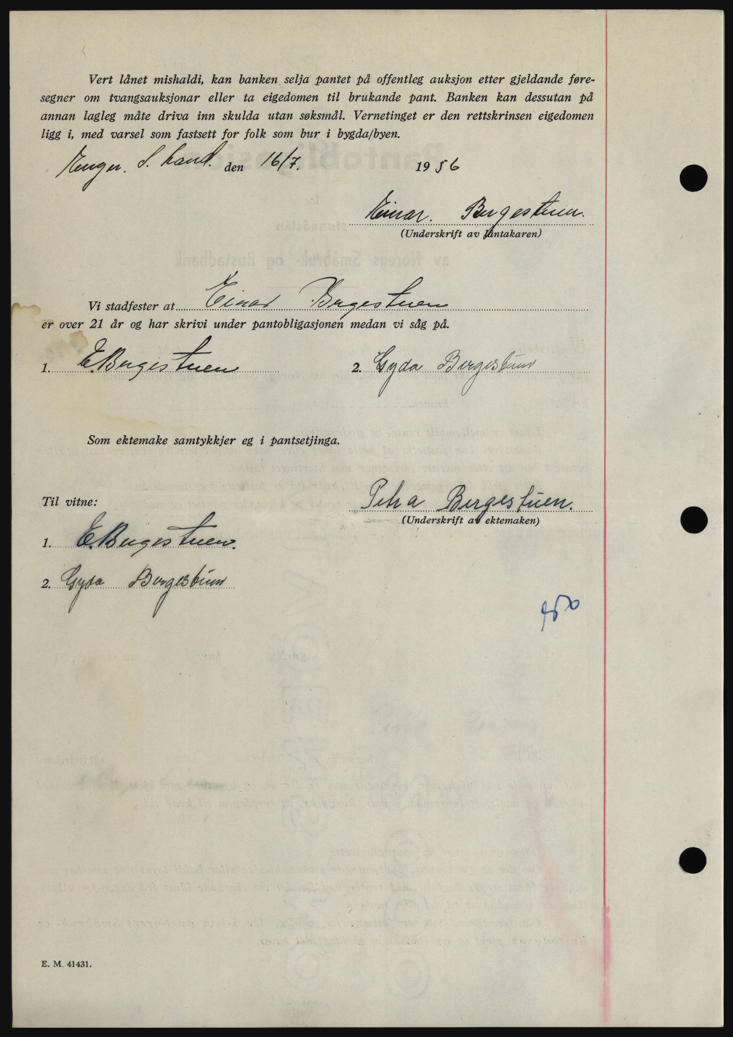 Hadeland og Land tingrett, SAH/TING-010/H/Hb/Hbc/L0034: Pantebok nr. B34, 1956-1956, Dagboknr: 1940/1956