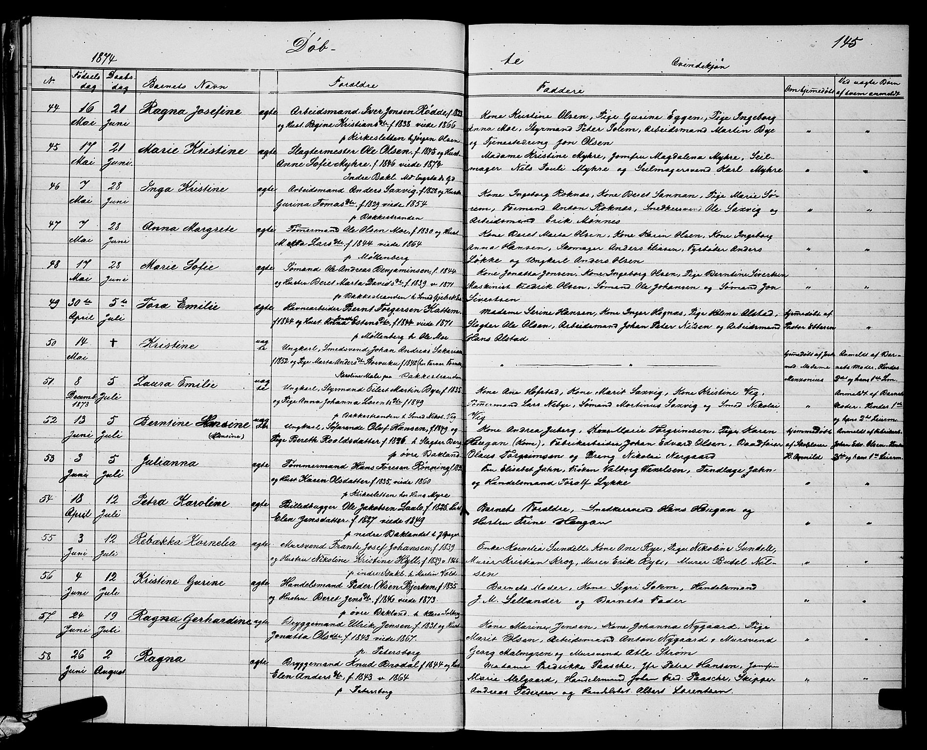 Ministerialprotokoller, klokkerbøker og fødselsregistre - Sør-Trøndelag, AV/SAT-A-1456/604/L0220: Klokkerbok nr. 604C03, 1870-1885, s. 145