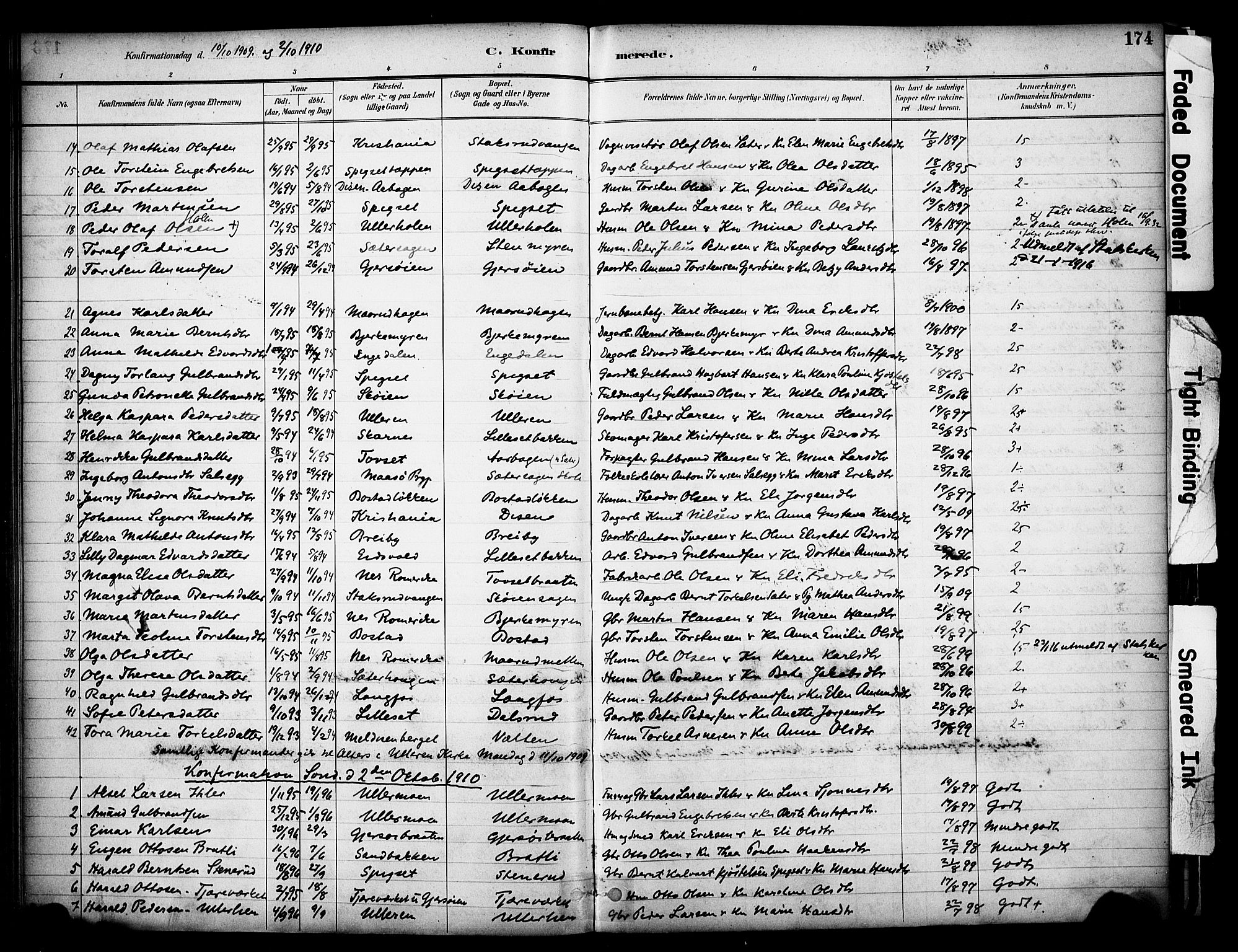 Sør-Odal prestekontor, SAH/PREST-030/H/Ha/Haa/L0008: Ministerialbok nr. 8, 1886-1922, s. 174