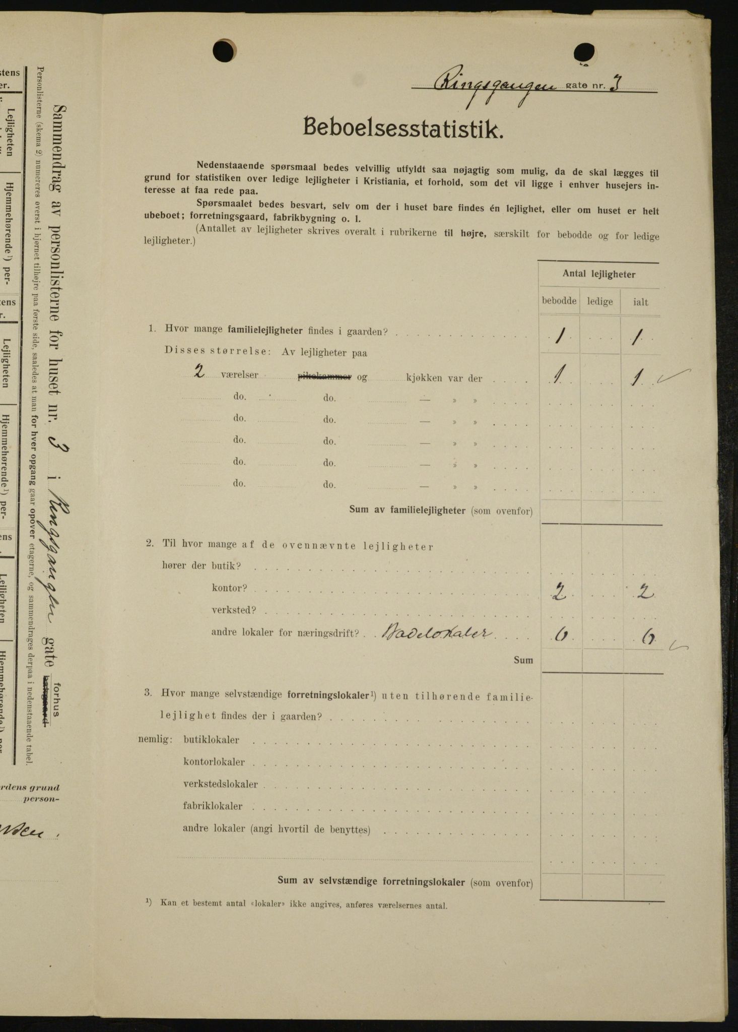 OBA, Kommunal folketelling 1.2.1909 for Kristiania kjøpstad, 1909, s. 75406