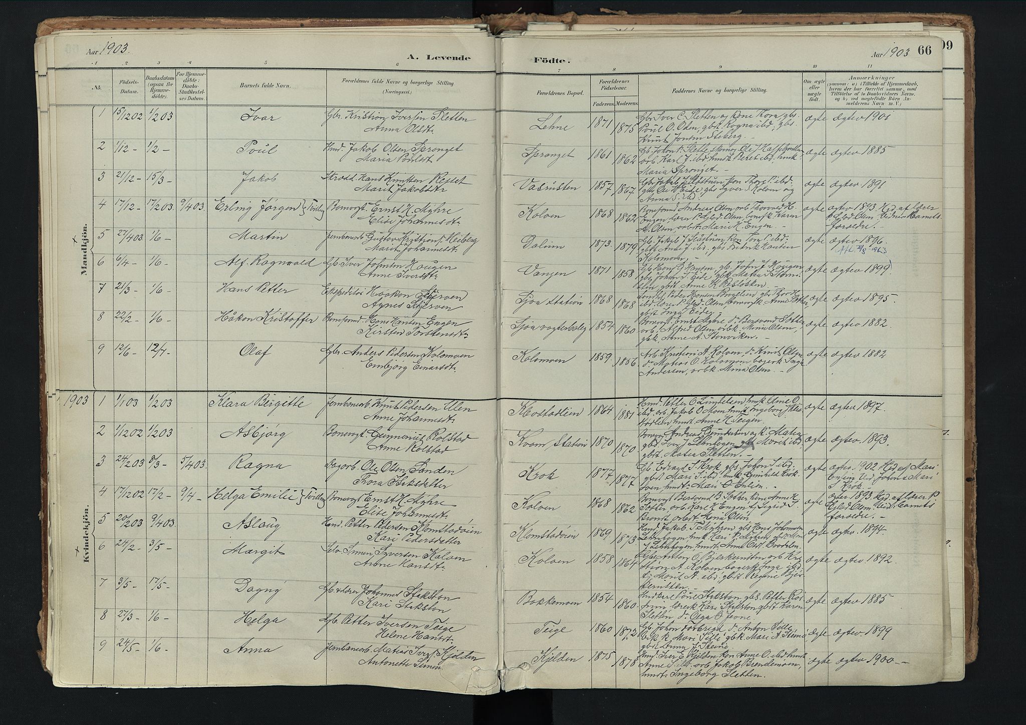 Nord-Fron prestekontor, AV/SAH-PREST-080/H/Ha/Haa/L0003: Ministerialbok nr. 3, 1884-1914, s. 66