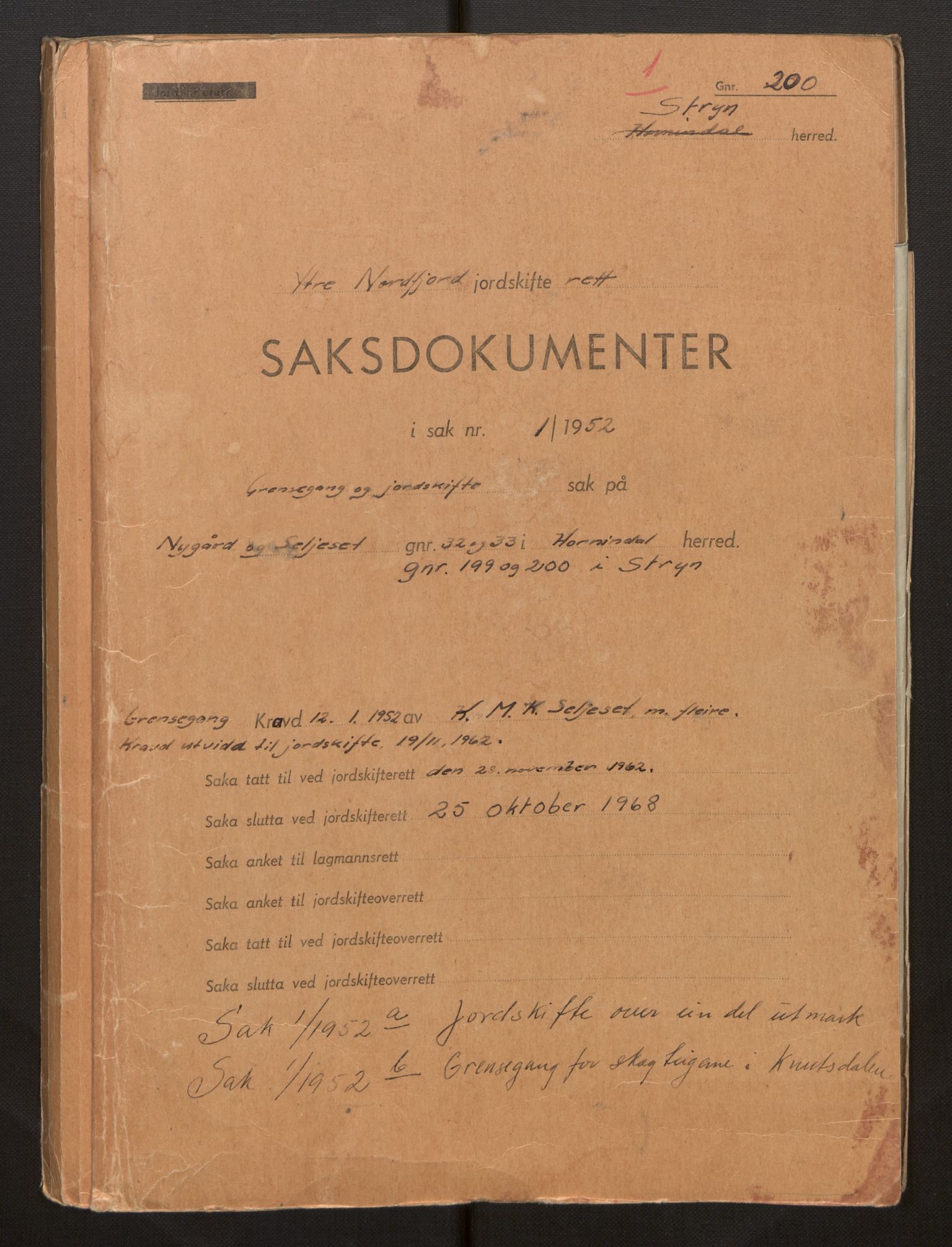 Sogn og Fjordane jordskiftedøme - I Nordfjord jordskiftedistrikt, SAB/A-6001/B/L0107: Jordskiftedokument, 1962-1968, s. 2