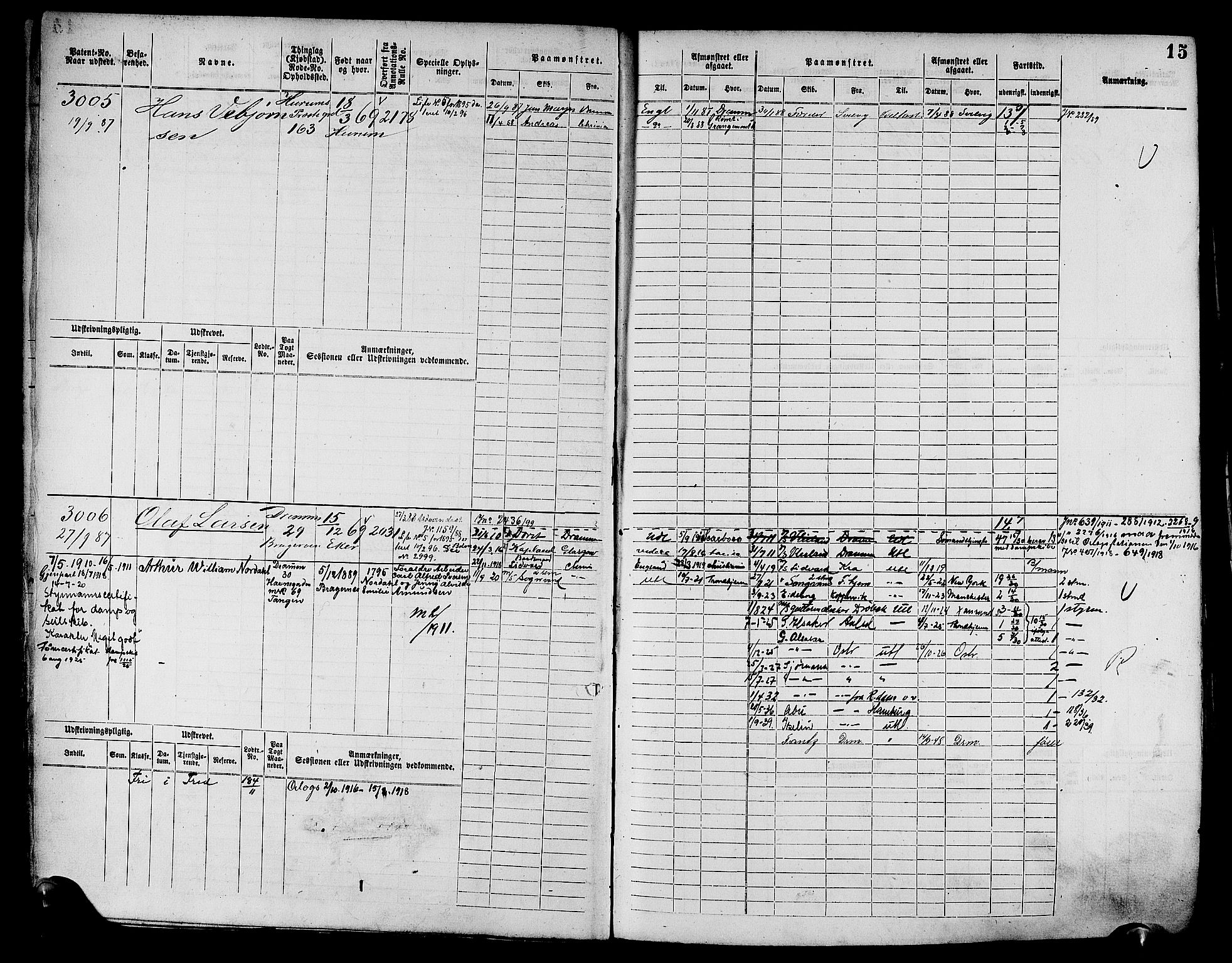 Drammen innrulleringsdistrikt, SAKO/A-781/F/Fc/L0004: Hovedrulle, 1885, s. 17