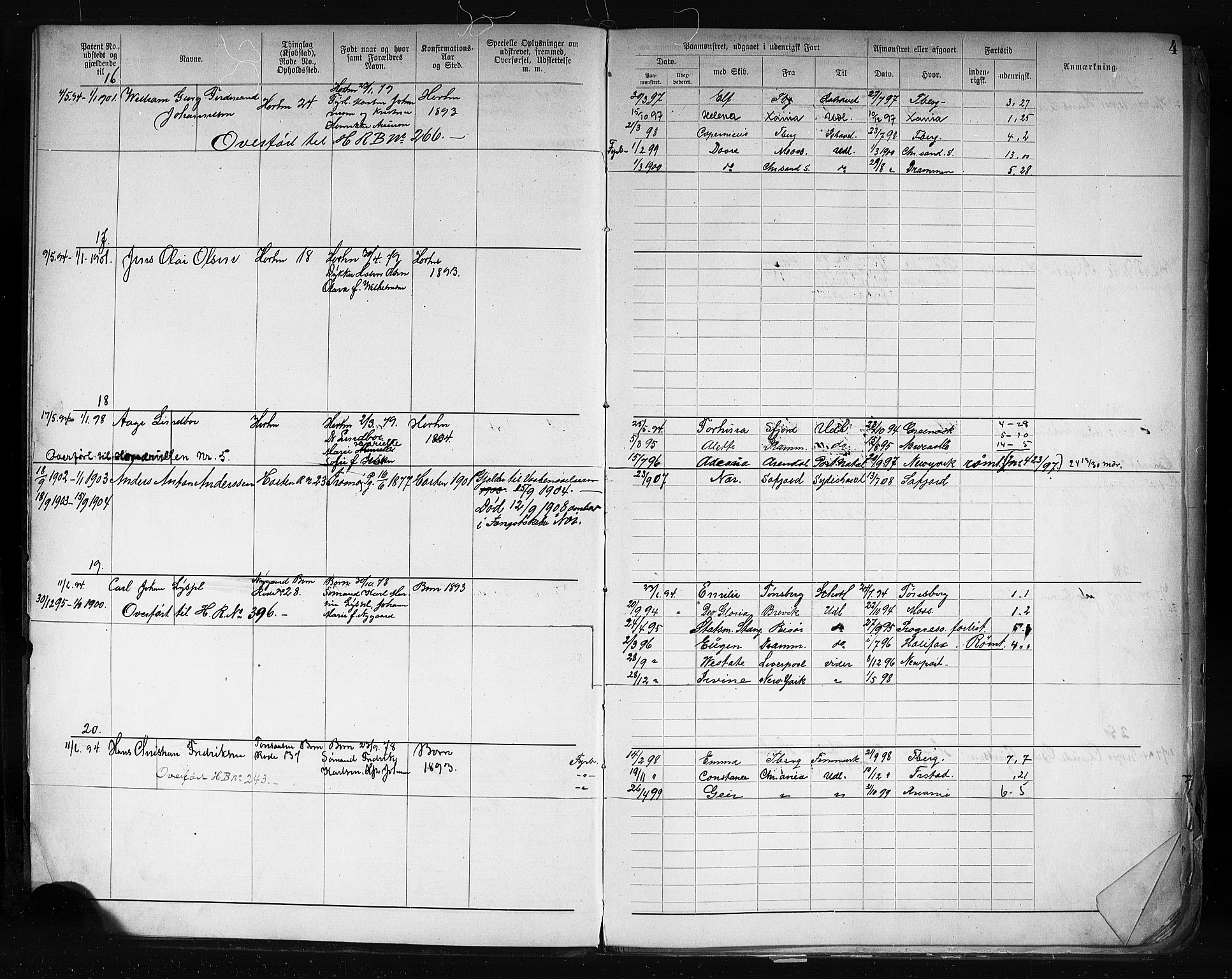 Horten innrulleringskontor, AV/SAKO-A-785/F/Fb/L0004: Annotasjonsrulle, 1889-1911, s. 6