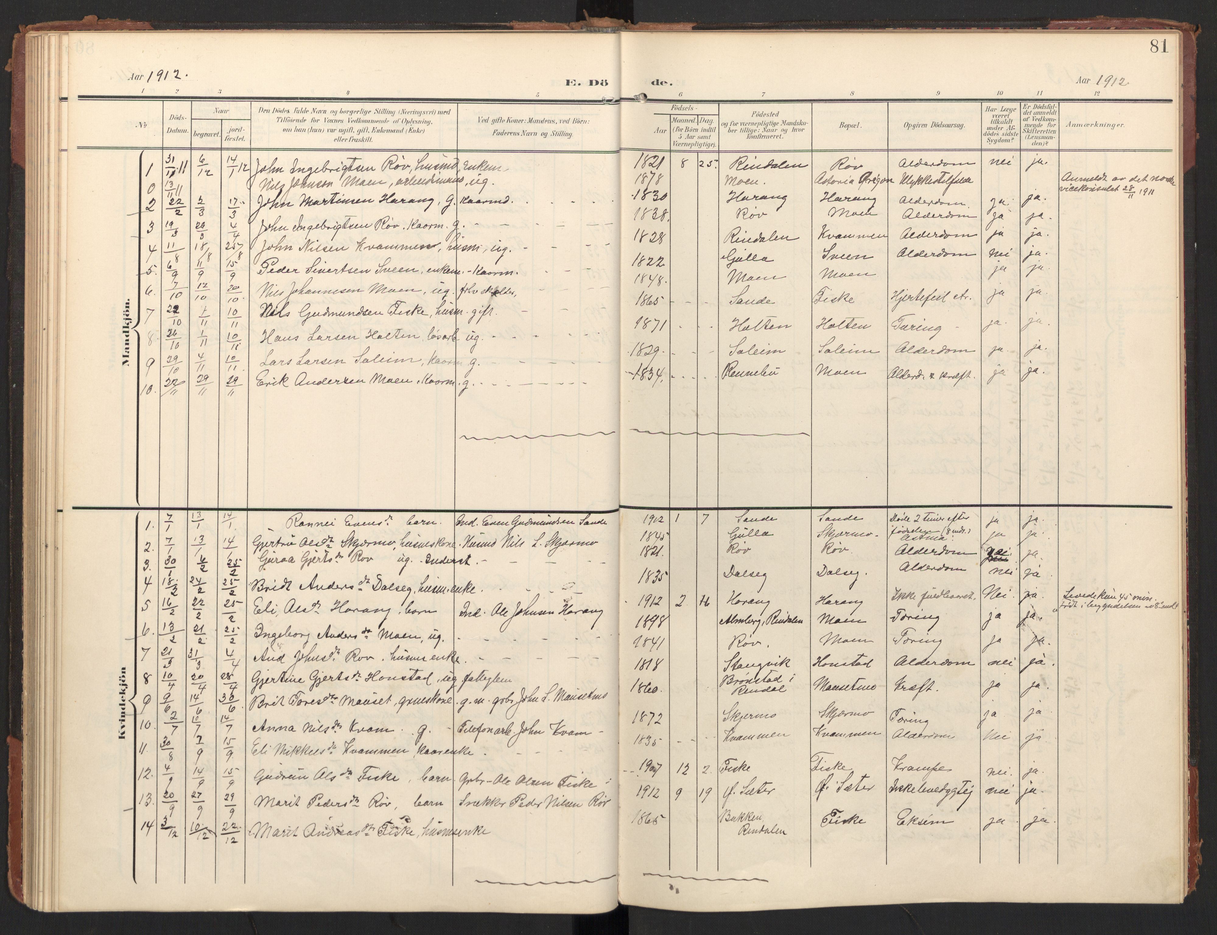 Ministerialprotokoller, klokkerbøker og fødselsregistre - Møre og Romsdal, AV/SAT-A-1454/597/L1063: Ministerialbok nr. 597A02, 1905-1923, s. 81