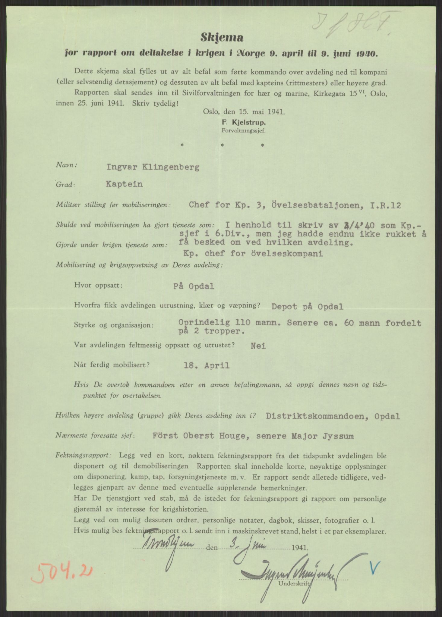 Forsvaret, Forsvarets krigshistoriske avdeling, AV/RA-RAFA-2017/Y/Yb/L0111: II-C-11-504-506  -  5. Divisjon., 1940-1948, s. 33