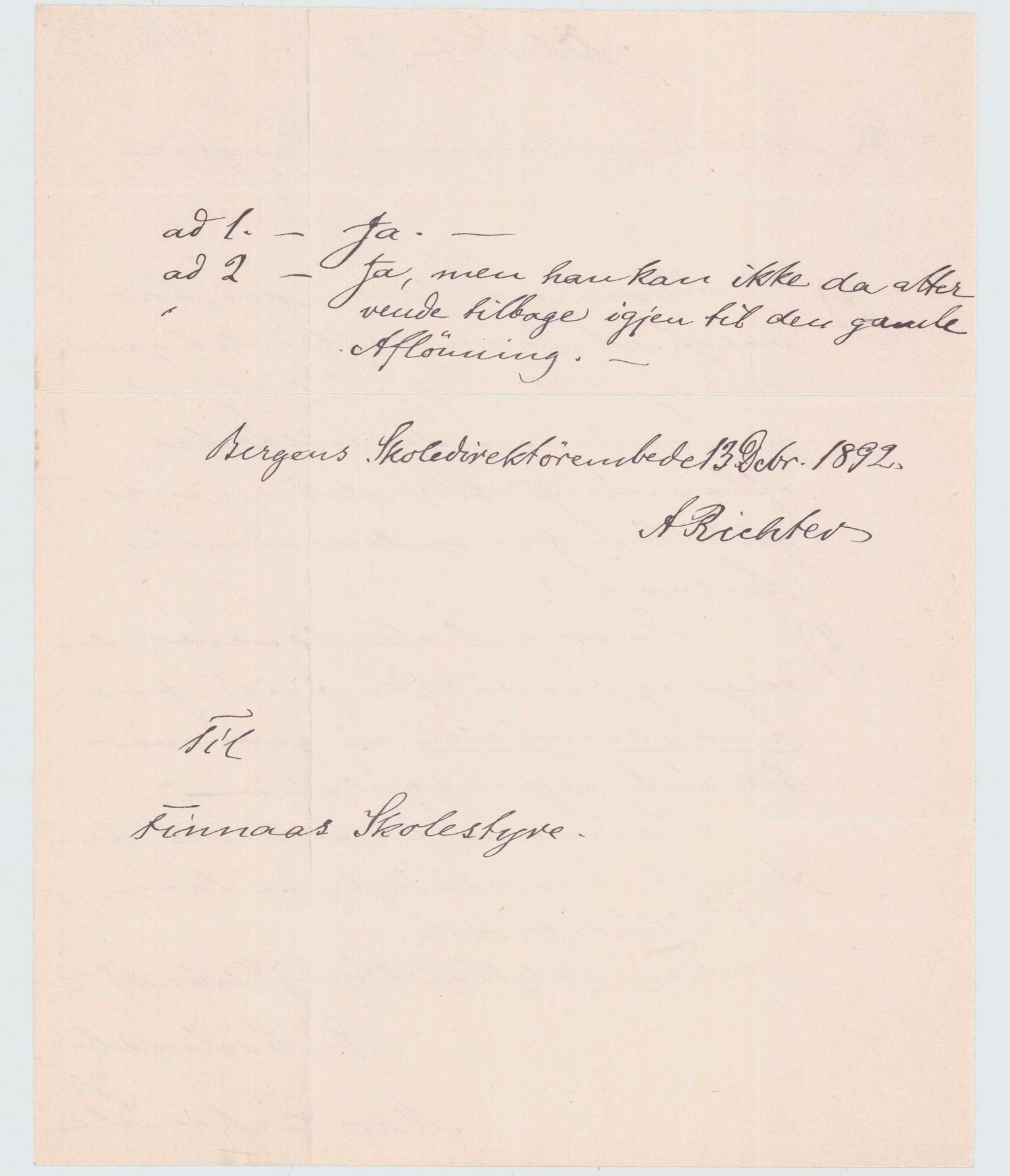 Finnaas kommune. Skulestyret, IKAH/1218a-211/D/Da/L0001/0002: Kronologisk ordna korrespondanse / Kronologisk ordna korrespondanse , 1890-1892, s. 142