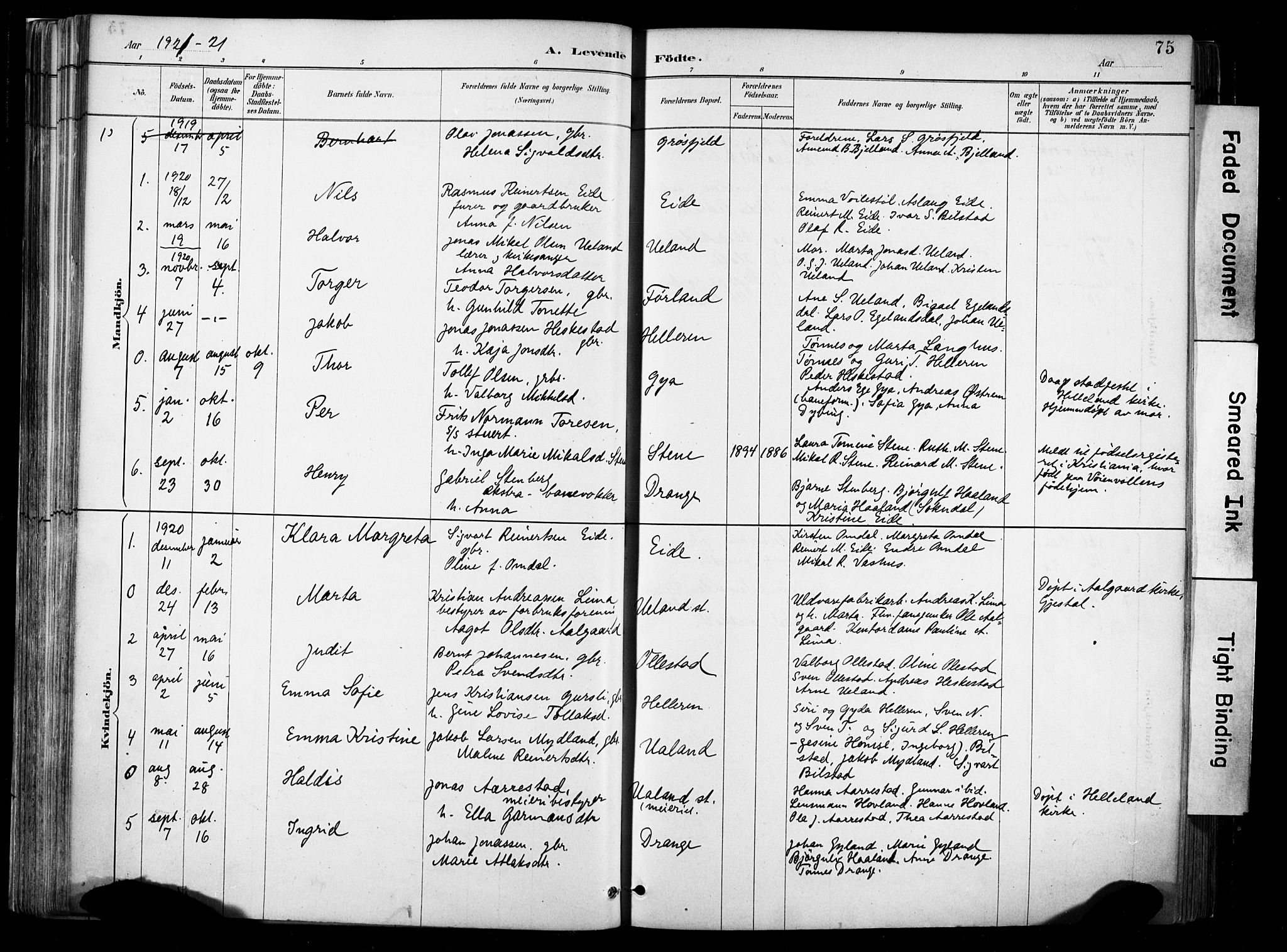 Lund sokneprestkontor, AV/SAST-A-101809/S06/L0012: Ministerialbok nr. A 11, 1887-1921, s. 75
