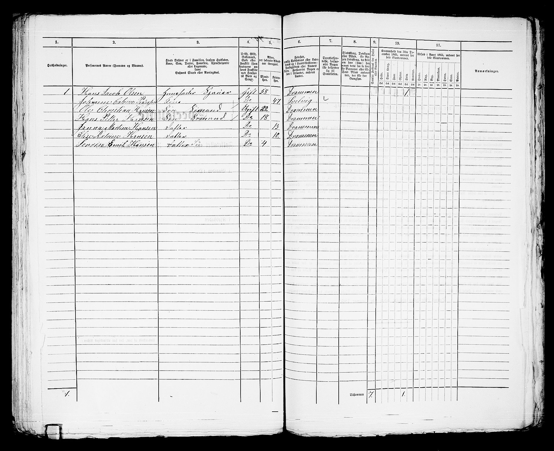 RA, Folketelling 1865 for 0602bP Strømsø prestegjeld i Drammen kjøpstad, 1865, s. 947