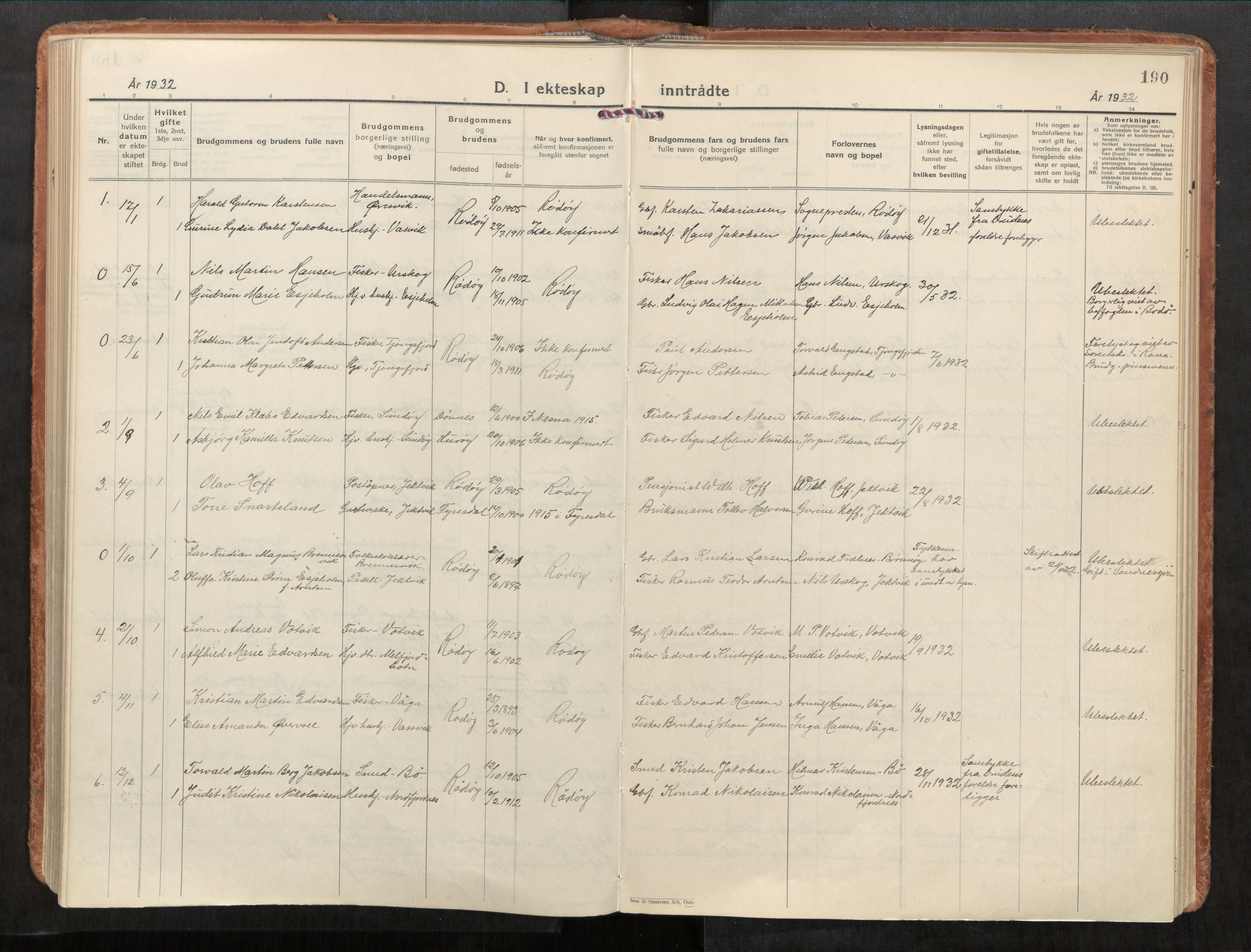 Rødøy sokneprestkontor, AV/SAT-A-4397/2/H/Ha/Haa/L0001: Ministerialbok nr. 1, 1926-1941, s. 190