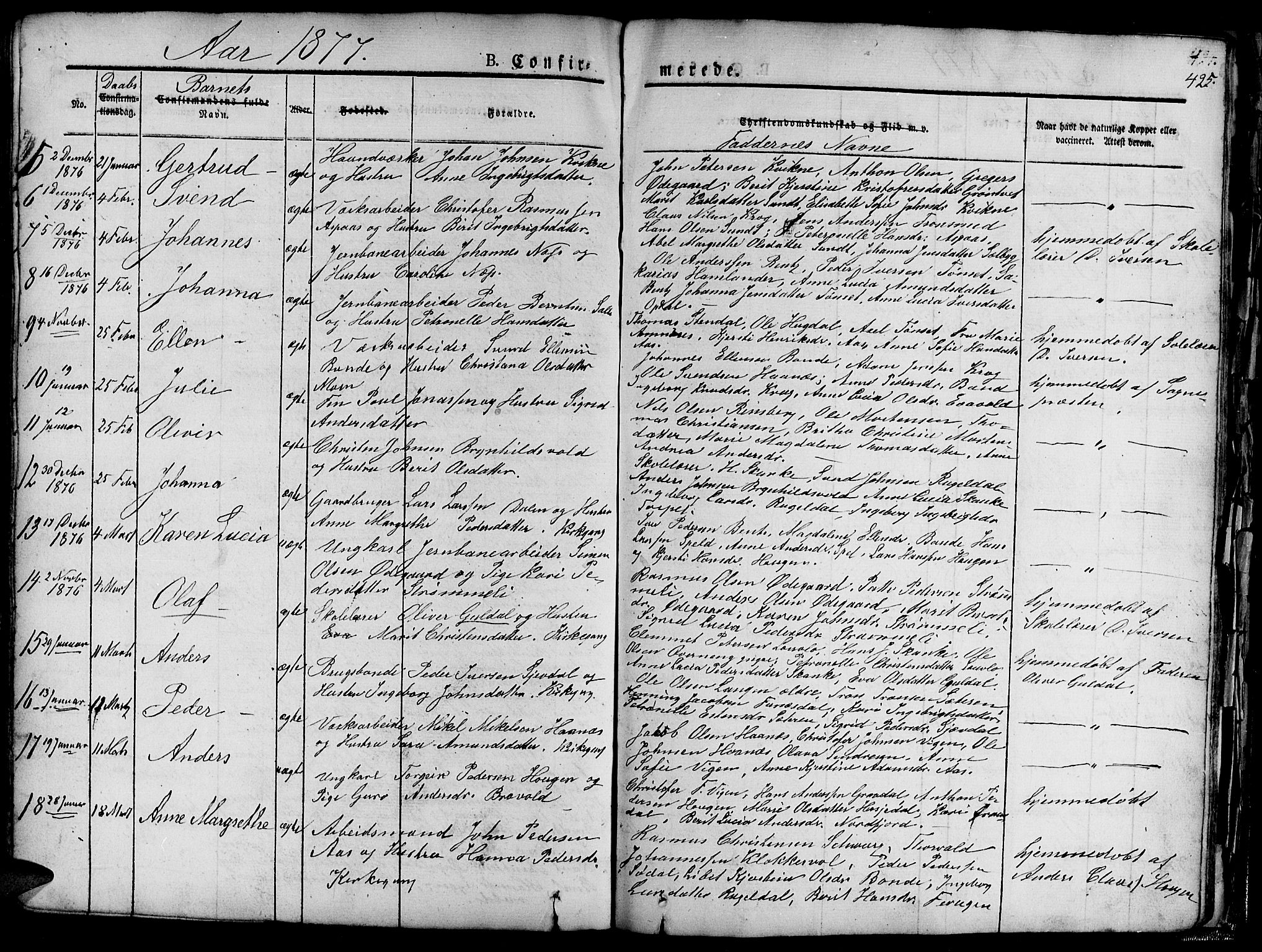 Ministerialprotokoller, klokkerbøker og fødselsregistre - Sør-Trøndelag, SAT/A-1456/681/L0938: Klokkerbok nr. 681C02, 1829-1879, s. 425