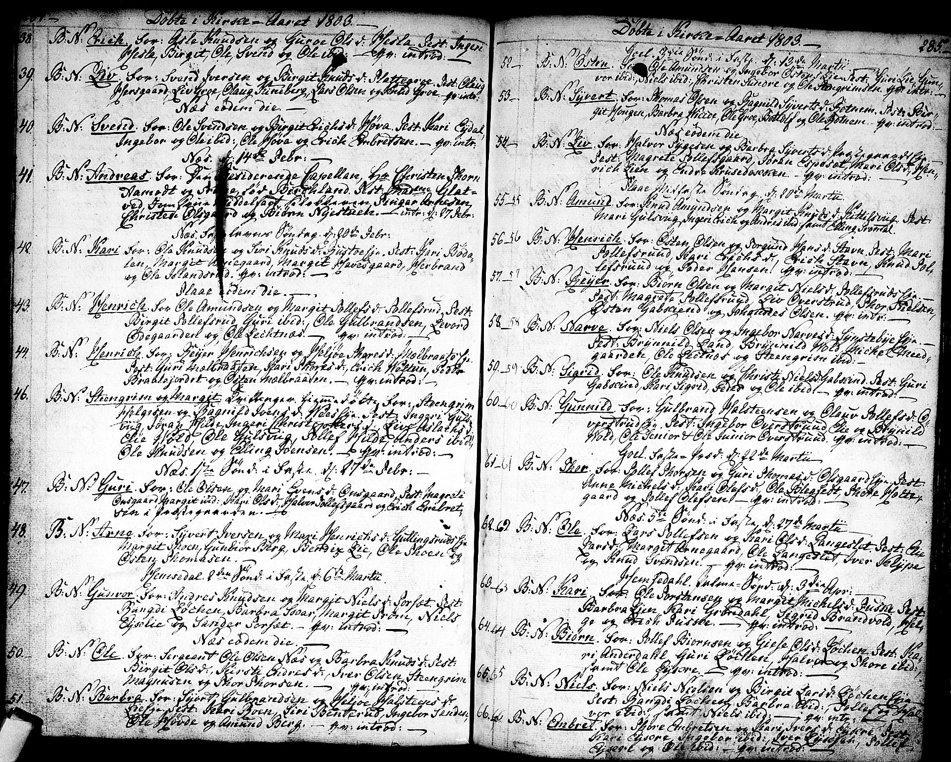 Nes kirkebøker, AV/SAKO-A-236/F/Fa/L0005: Ministerialbok nr. 5, 1787-1807, s. 284-285