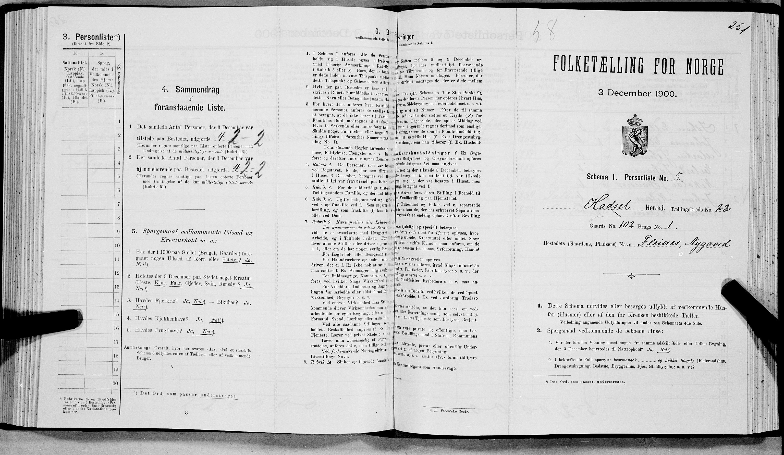 SAT, Folketelling 1900 for 1866 Hadsel herred, 1900, s. 2146