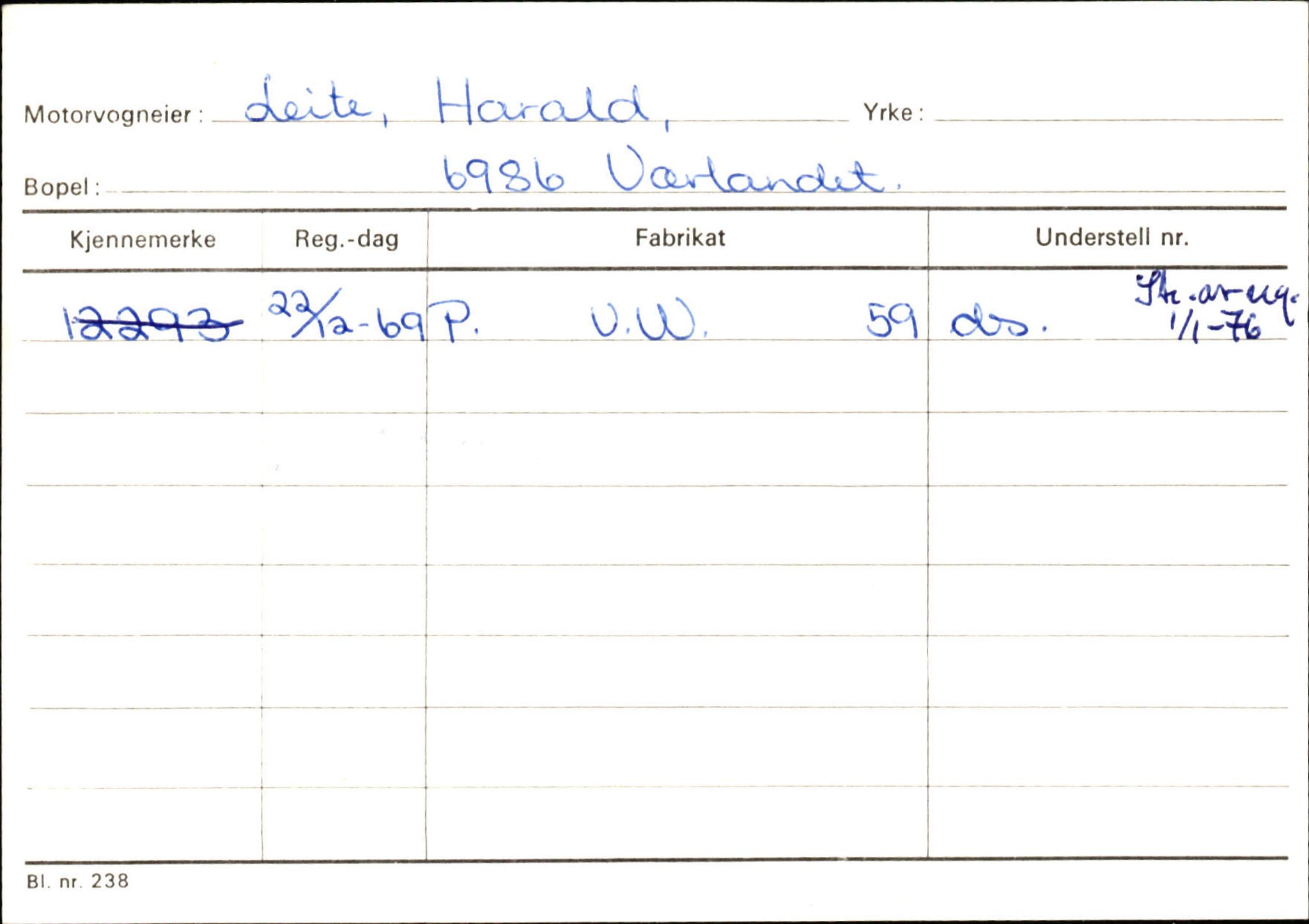 Statens vegvesen, Sogn og Fjordane vegkontor, AV/SAB-A-5301/4/F/L0132: Eigarregister Askvoll A-Å. Balestrand A-Å, 1945-1975, s. 758