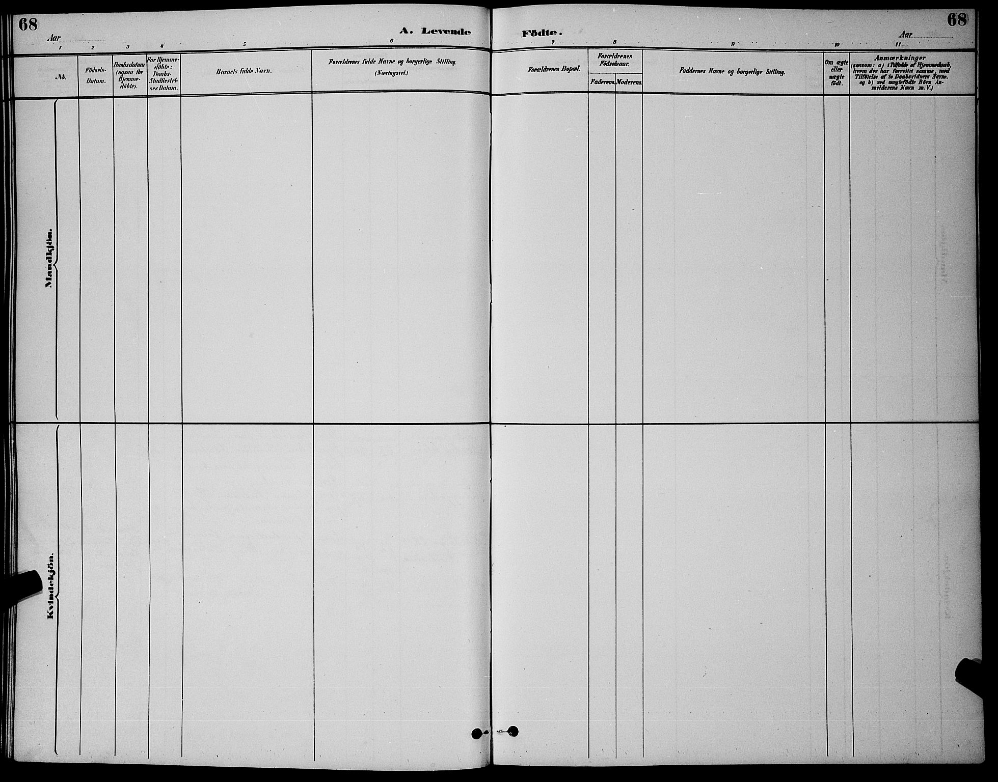 Holmestrand kirkebøker, SAKO/A-346/G/Ga/L0005: Klokkerbok nr. 5, 1889-1901, s. 68