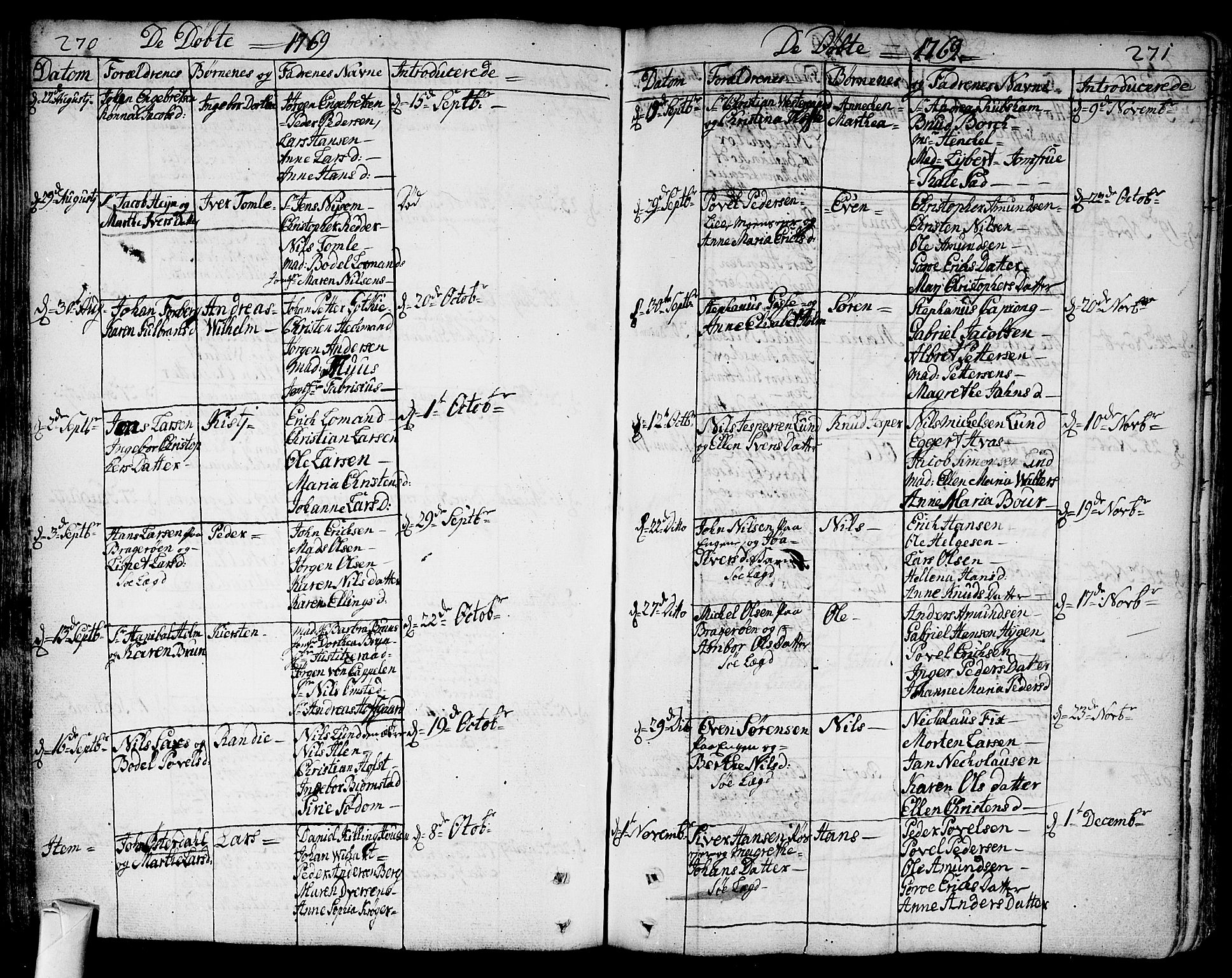 Bragernes kirkebøker, SAKO/A-6/F/Fa/L0005: Ministerialbok nr. I 5, 1759-1781, s. 270-271