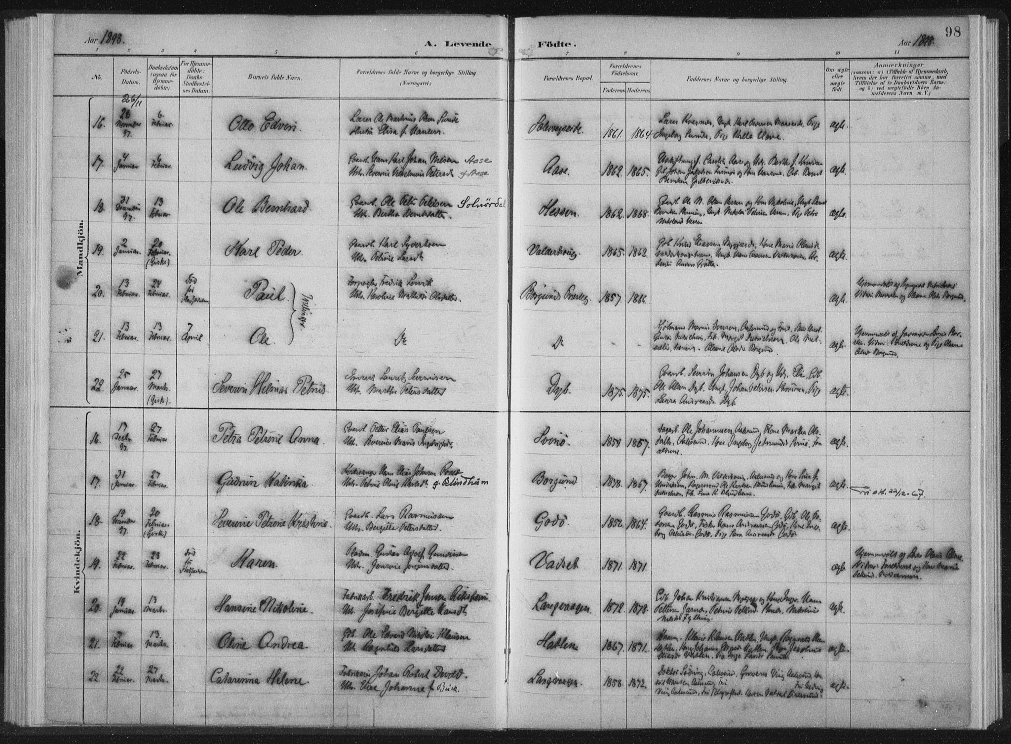 Ministerialprotokoller, klokkerbøker og fødselsregistre - Møre og Romsdal, AV/SAT-A-1454/528/L0405: Ministerialbok nr. 528A14, 1891-1906, s. 98