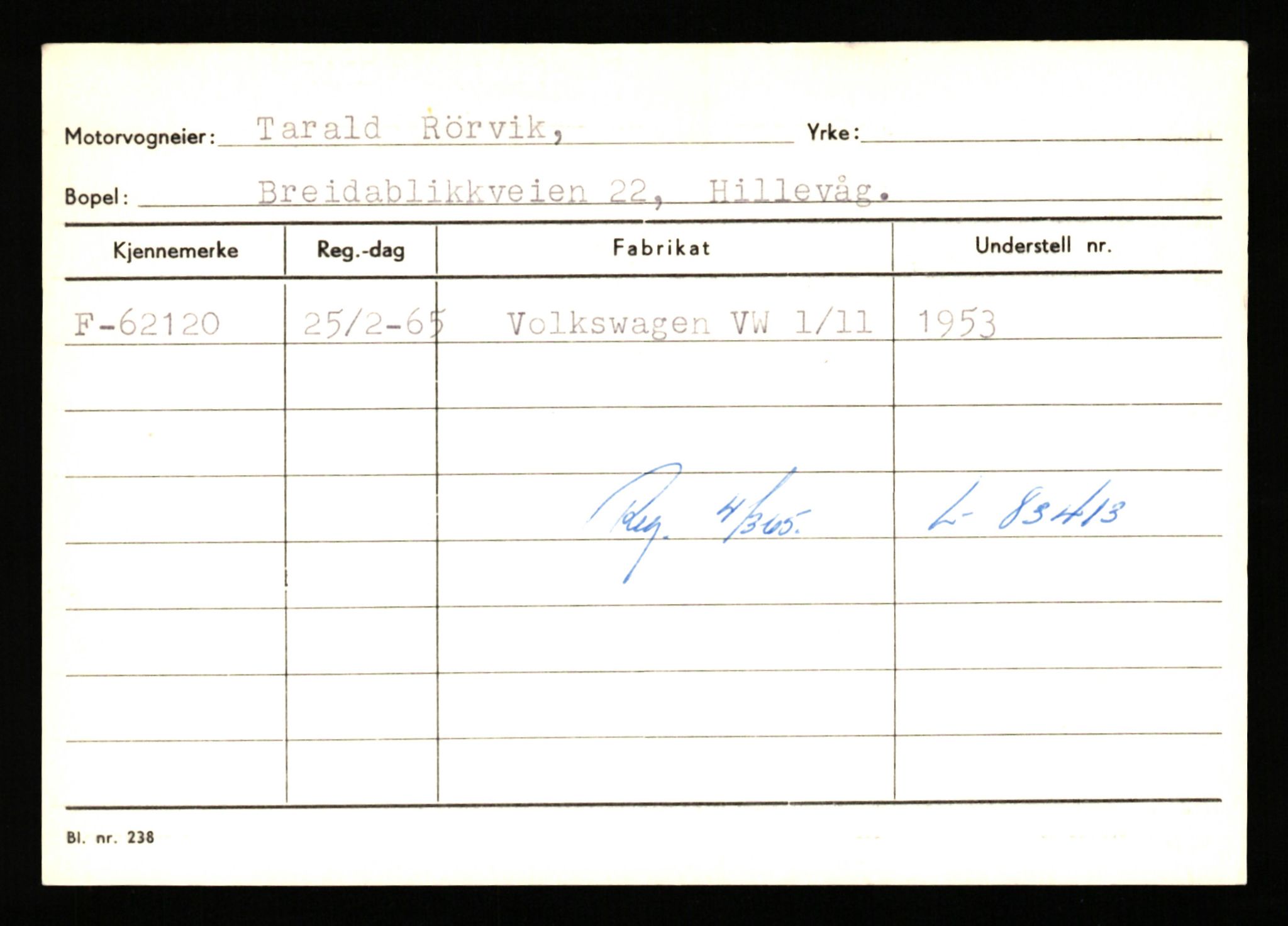 Stavanger trafikkstasjon, SAST/A-101942/0/G/L0007: Registreringsnummer: 49019 - 67460, 1930-1971, s. 2603