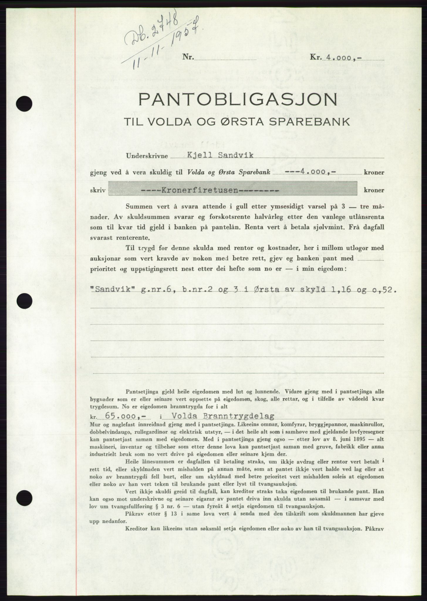 Søre Sunnmøre sorenskriveri, AV/SAT-A-4122/1/2/2C/L0130: Pantebok nr. 18B, 1957-1958, Dagboknr: 2748/1957