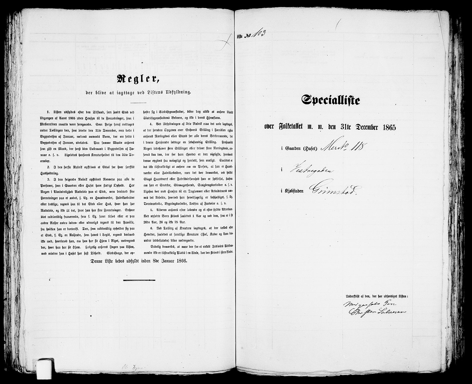 RA, Folketelling 1865 for 0904B Fjære prestegjeld, Grimstad kjøpstad, 1865, s. 211