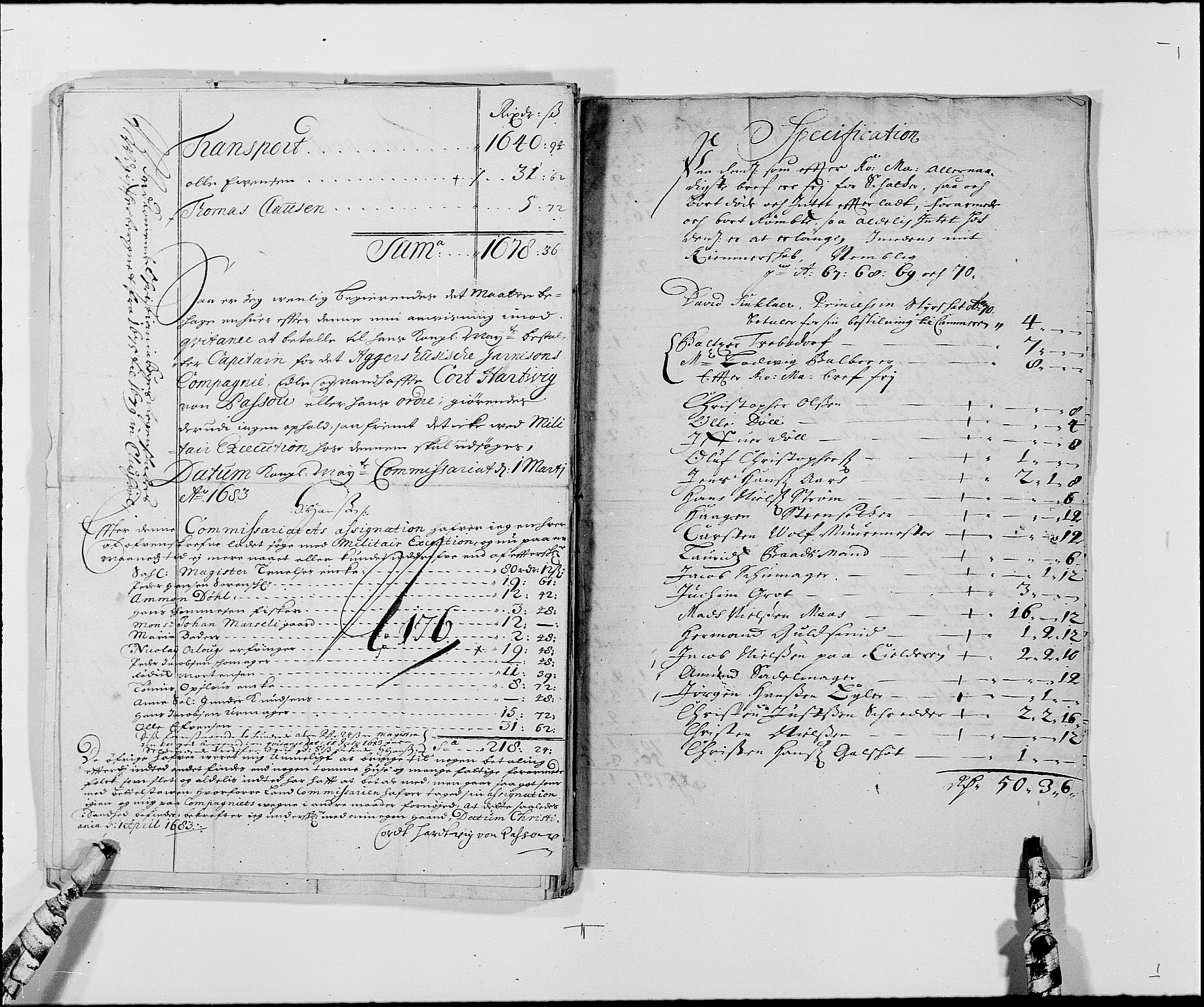 Rentekammeret inntil 1814, Reviderte regnskaper, Byregnskaper, RA/EA-4066/R/Re/L0058: [E3] Kontribusjonsregnskap (med Bragernes og Strømsø), 1675-1679, s. 448