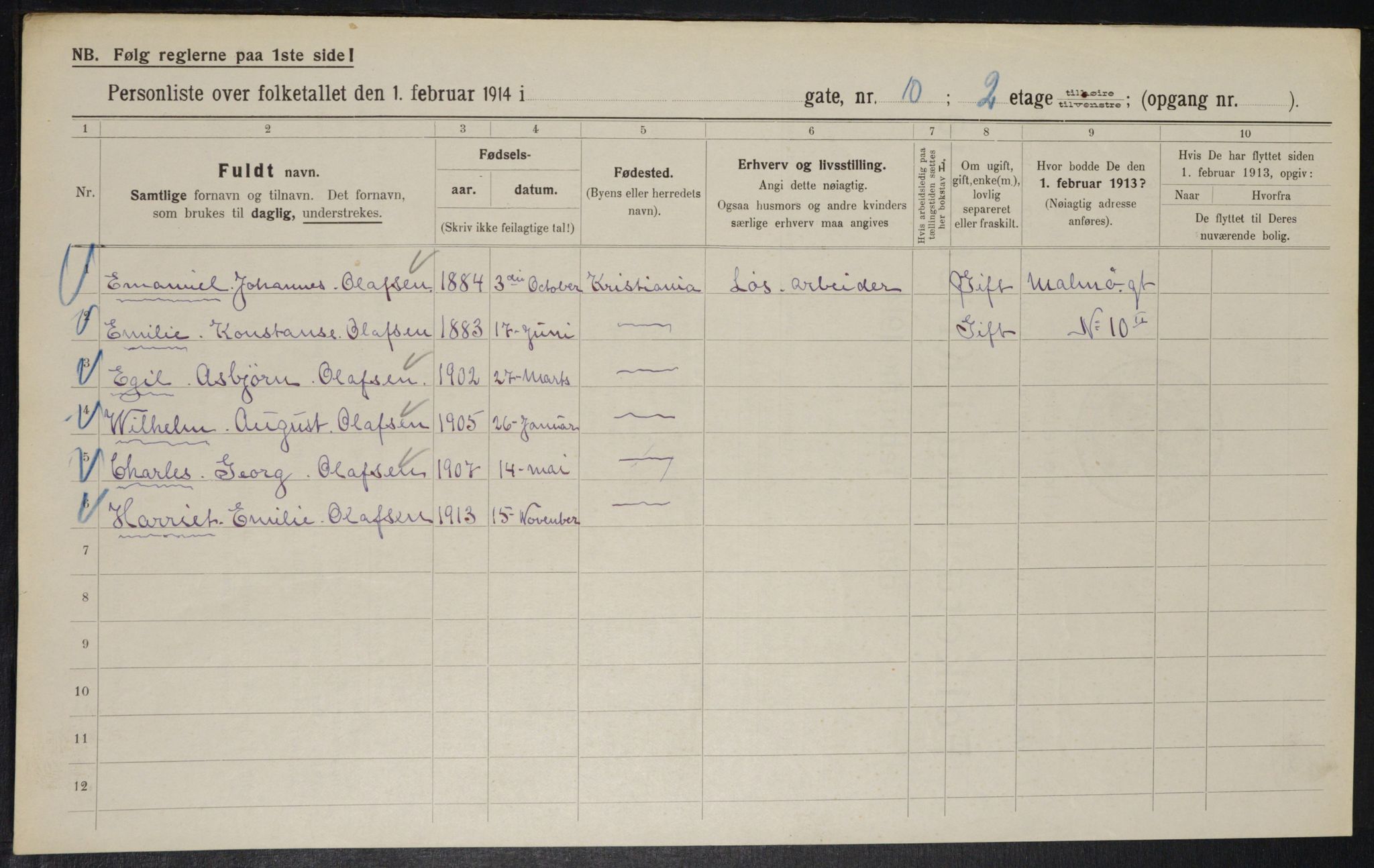 OBA, Kommunal folketelling 1.2.1914 for Kristiania, 1914, s. 60050