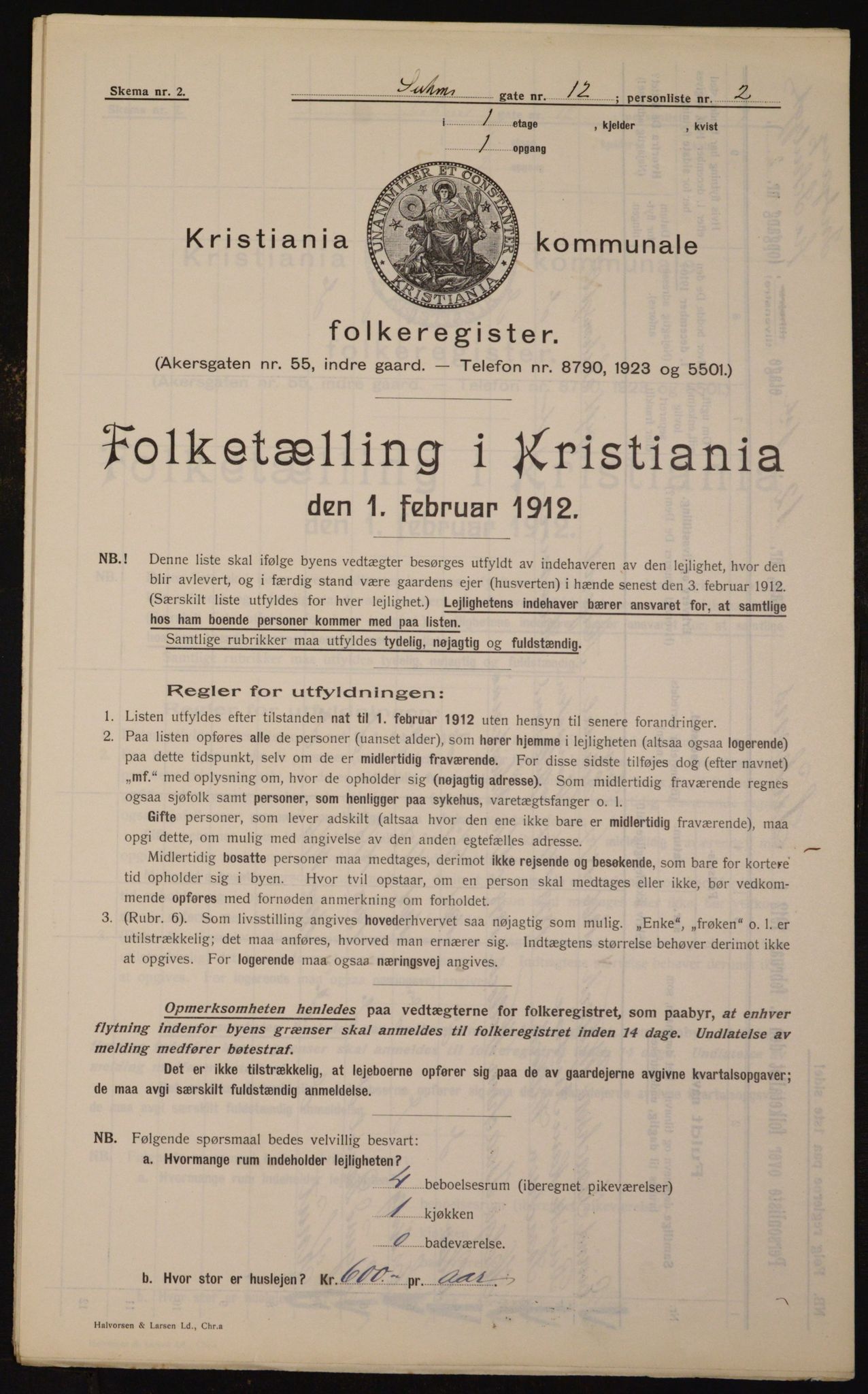 OBA, Kommunal folketelling 1.2.1912 for Kristiania, 1912, s. 104634