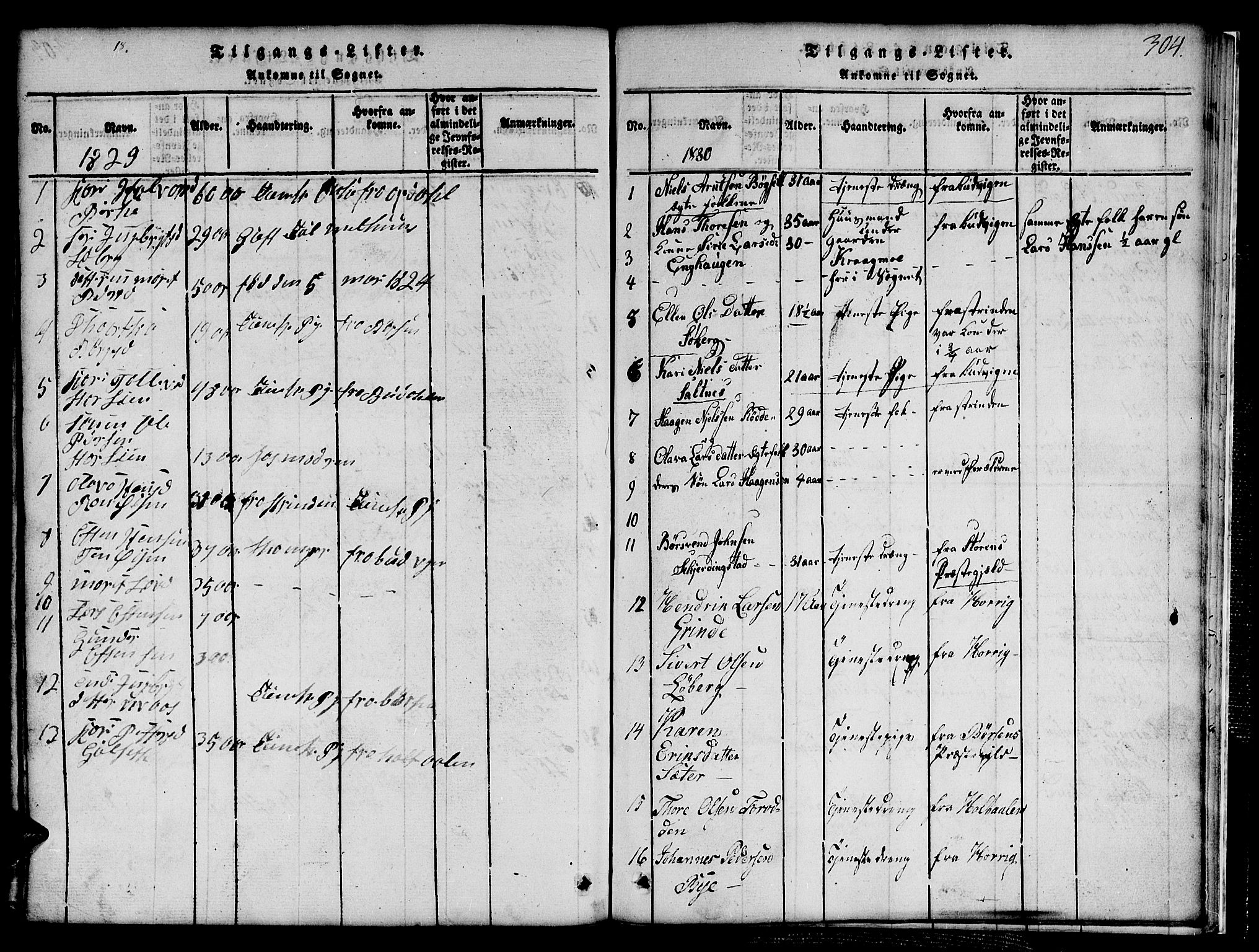 Ministerialprotokoller, klokkerbøker og fødselsregistre - Sør-Trøndelag, SAT/A-1456/691/L1092: Klokkerbok nr. 691C03, 1816-1852, s. 304