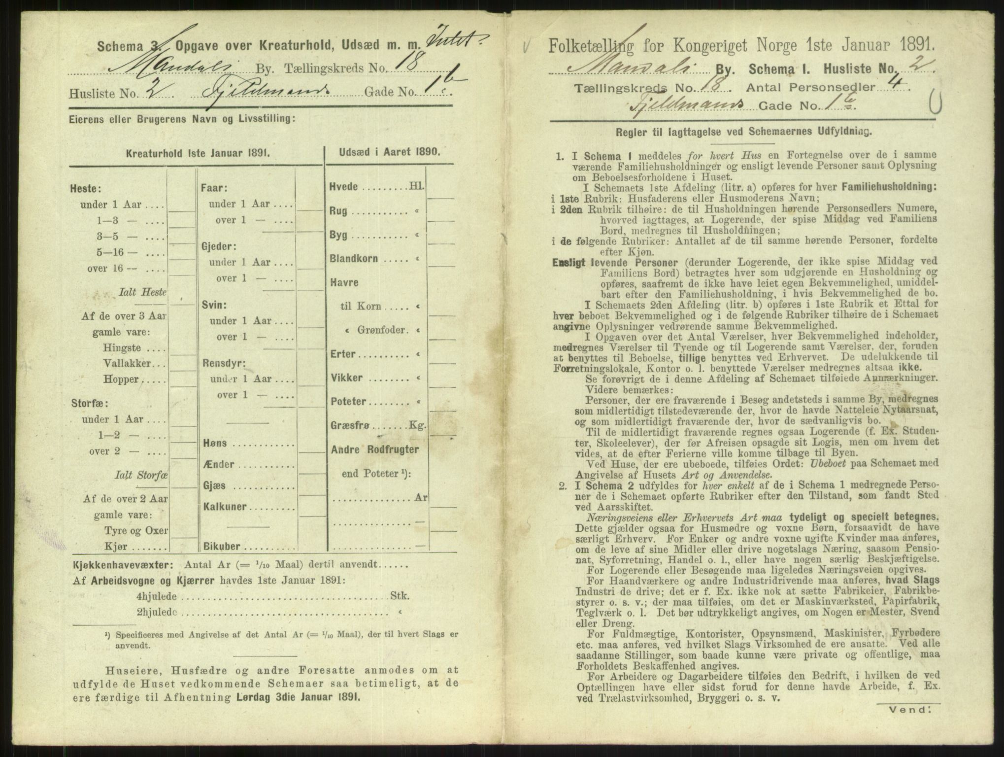 RA, Folketelling 1891 for 1002 Mandal ladested, 1891, s. 819