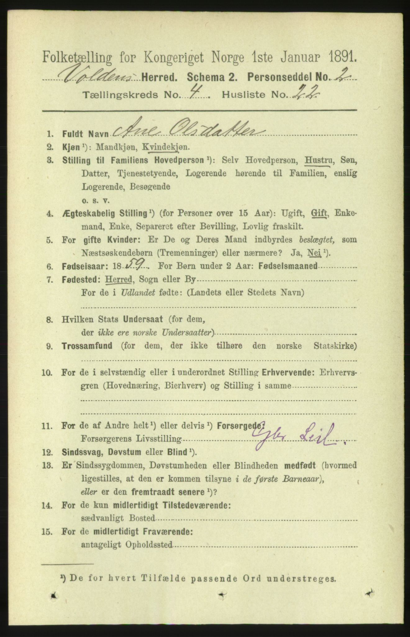 RA, Folketelling 1891 for 1519 Volda herred, 1891, s. 2104