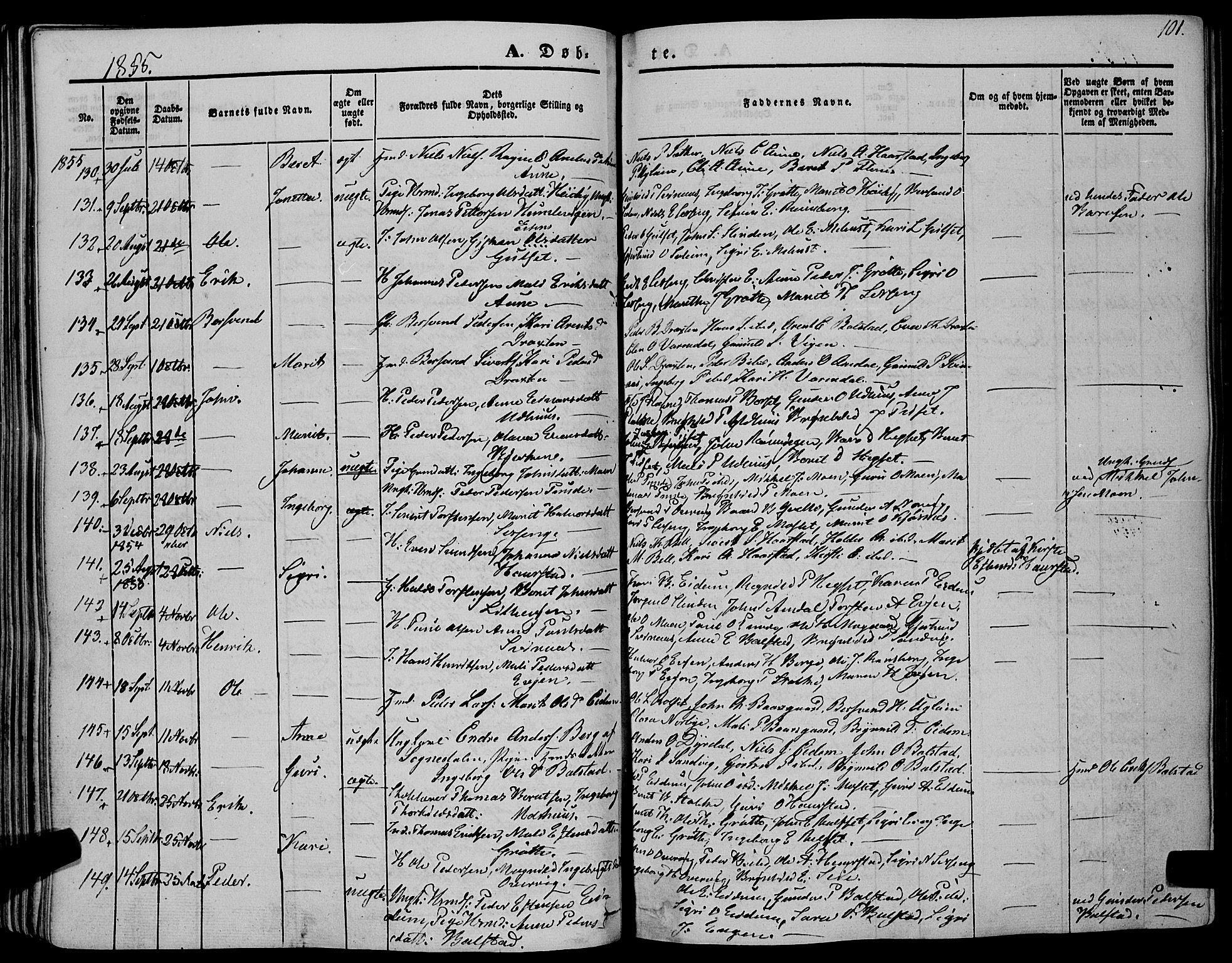 Ministerialprotokoller, klokkerbøker og fødselsregistre - Sør-Trøndelag, SAT/A-1456/695/L1145: Ministerialbok nr. 695A06 /1, 1843-1859, s. 101