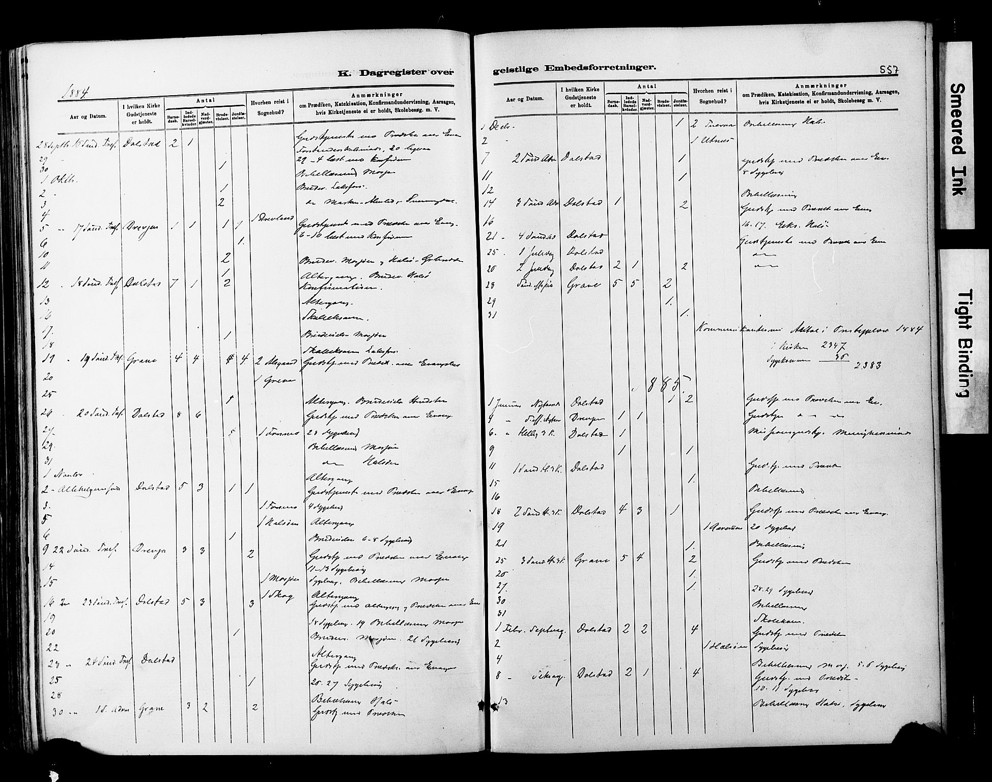 Ministerialprotokoller, klokkerbøker og fødselsregistre - Nordland, SAT/A-1459/820/L0295: Ministerialbok nr. 820A16, 1880-1896, s. 557