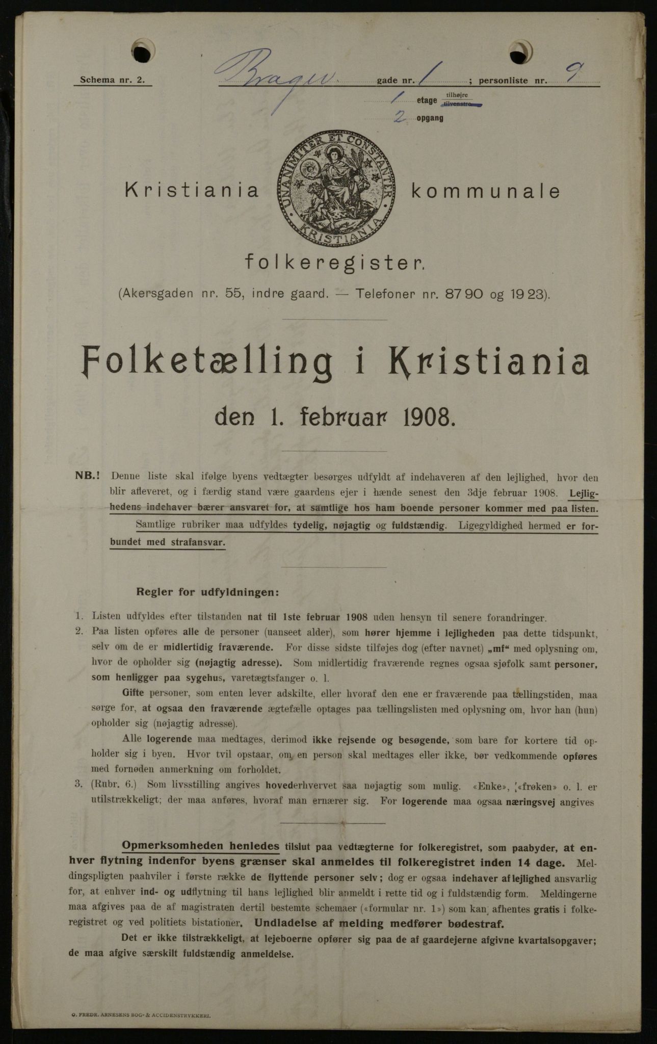 OBA, Kommunal folketelling 1.2.1908 for Kristiania kjøpstad, 1908, s. 7810